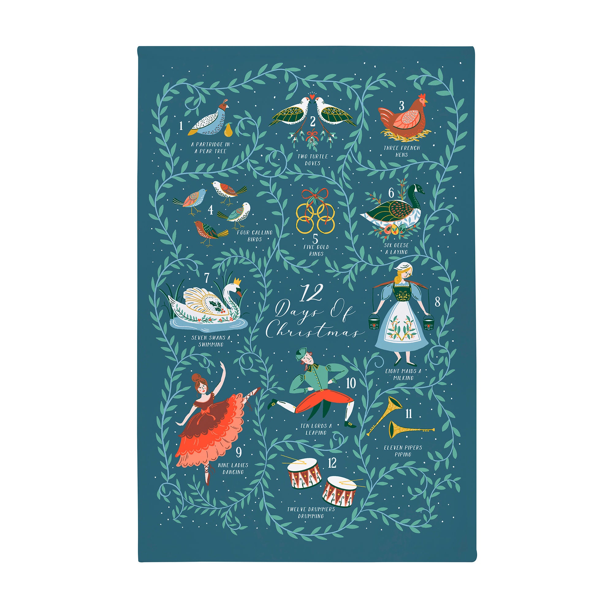 Ulster Weavers 12 Days of Christmas Tea Towel - Cotton One Size in Green - Tea Towel - Ulster Weavers