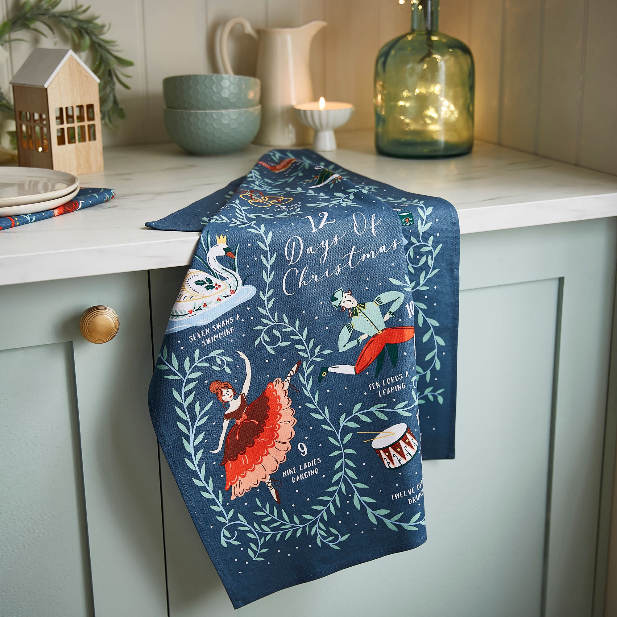 Ulster Weavers 12 Days of Christmas Tea Towel - Cotton One Size in Green - Tea Towel - Ulster Weavers