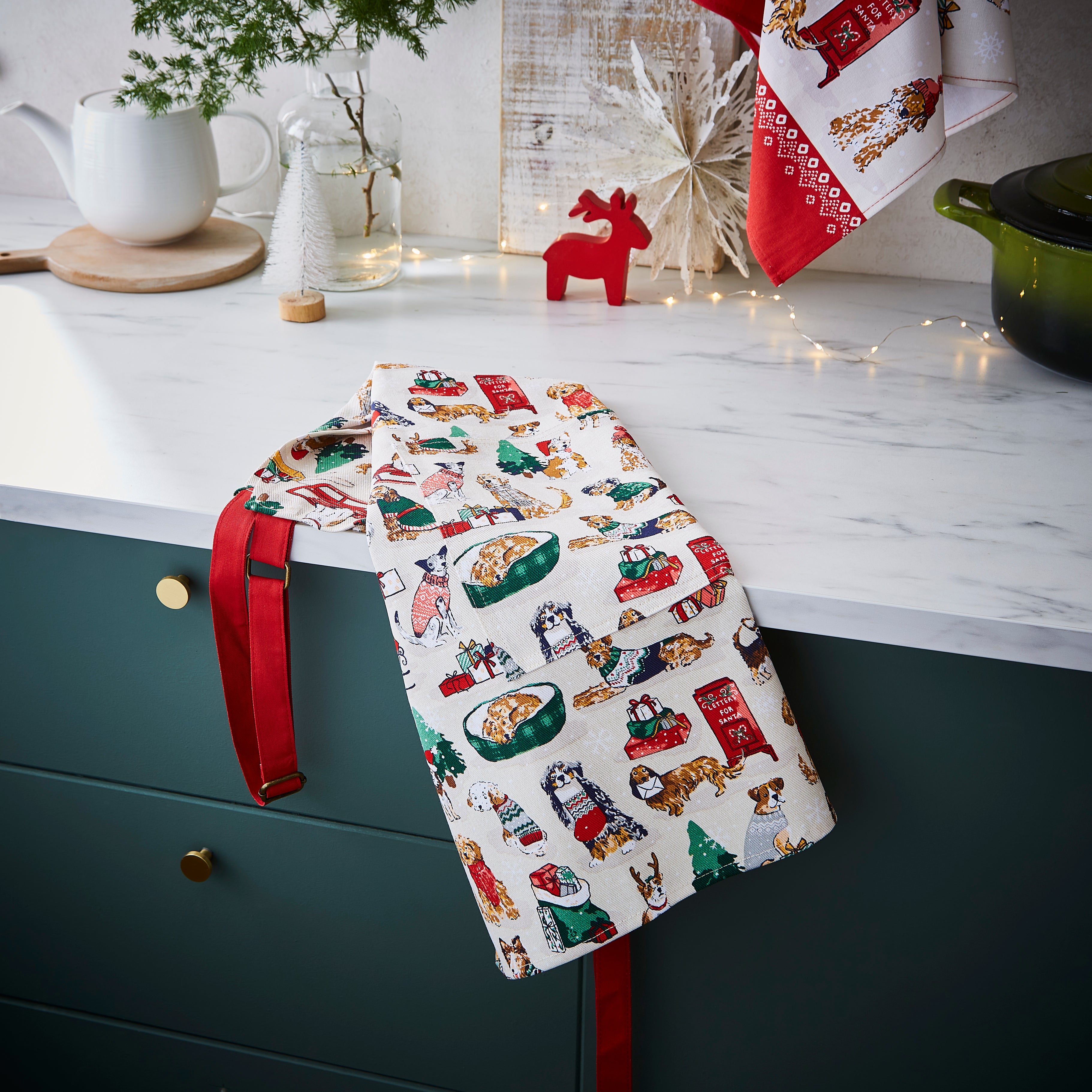 Ulster Weavers Merry Mutts Apron - Cotton One Size in Red - Apron - Ulster Weavers