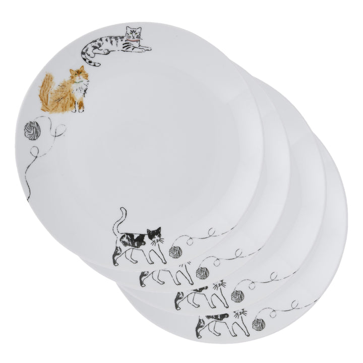 Ulster Weavers Feline Friends Dinner Plate - Porcelain - 4 Pack One Size in White