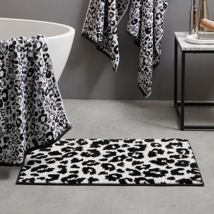 Animal Print Bath Mat by Fusion Bathroom in Black 50 x 80cm