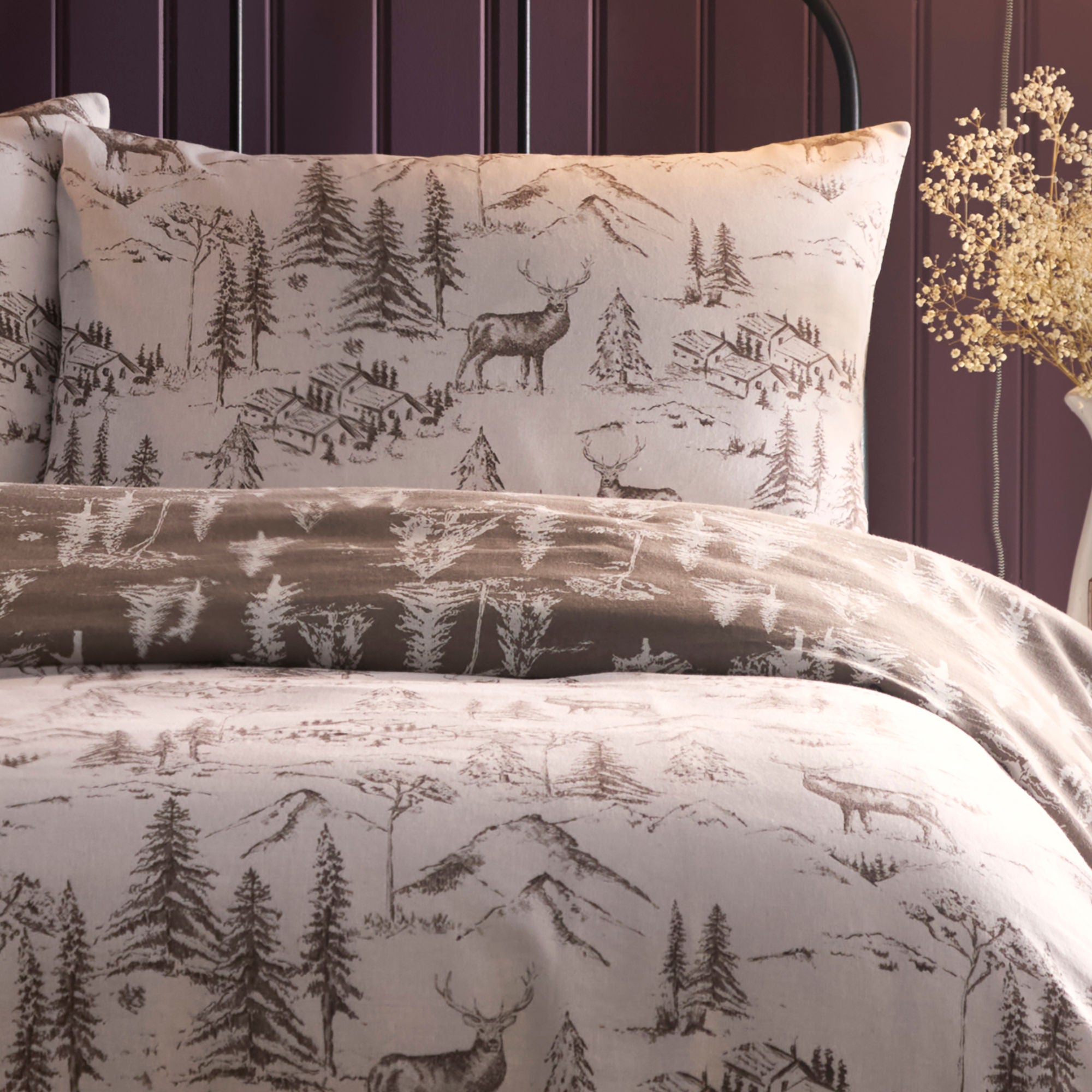 Alpine Stag Duvet Cover Set in Natural - Duvet Cover Set - Dreams & Drapes