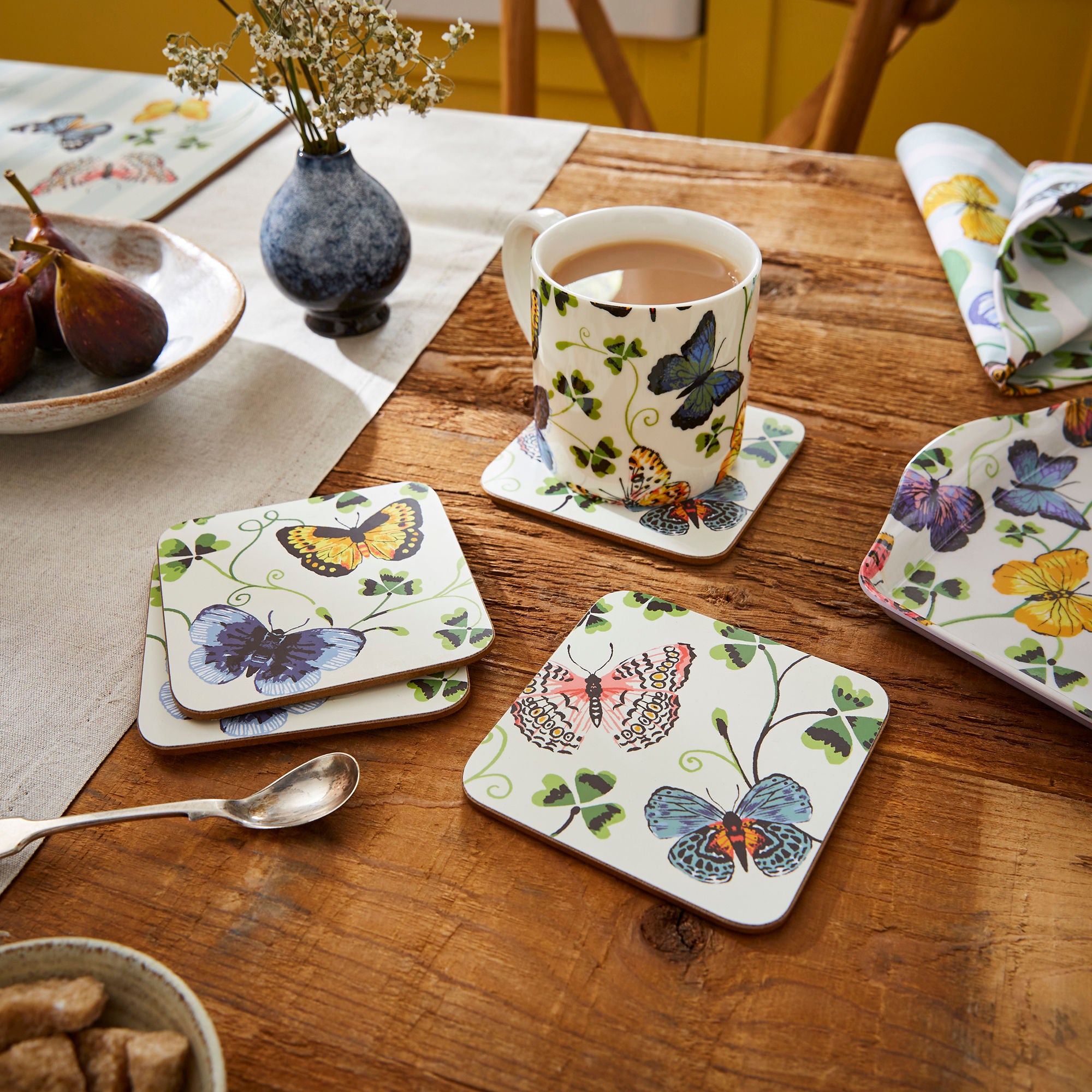 Butterfly Grove Coasters 4 Pack in Blue - Coaster - Ulster Weavers