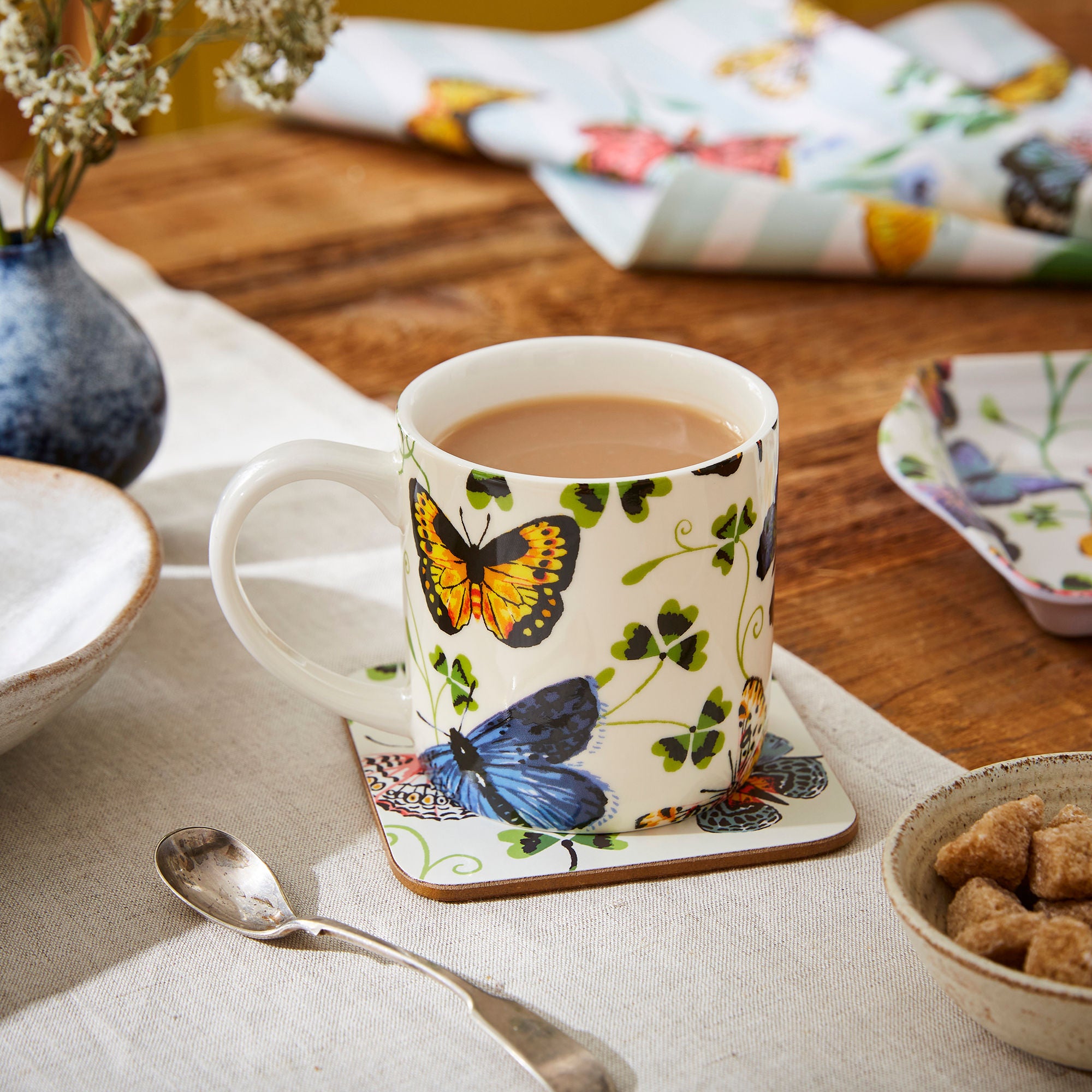 Butterfly Grove Bone China Mug in Blue - Mug - Ulster Weavers