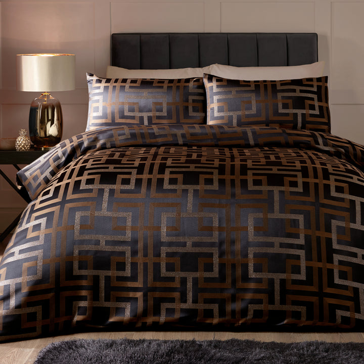 Bardon Duvet Cover Set by Soiree in Black - Duvet Cover Set - Soiree