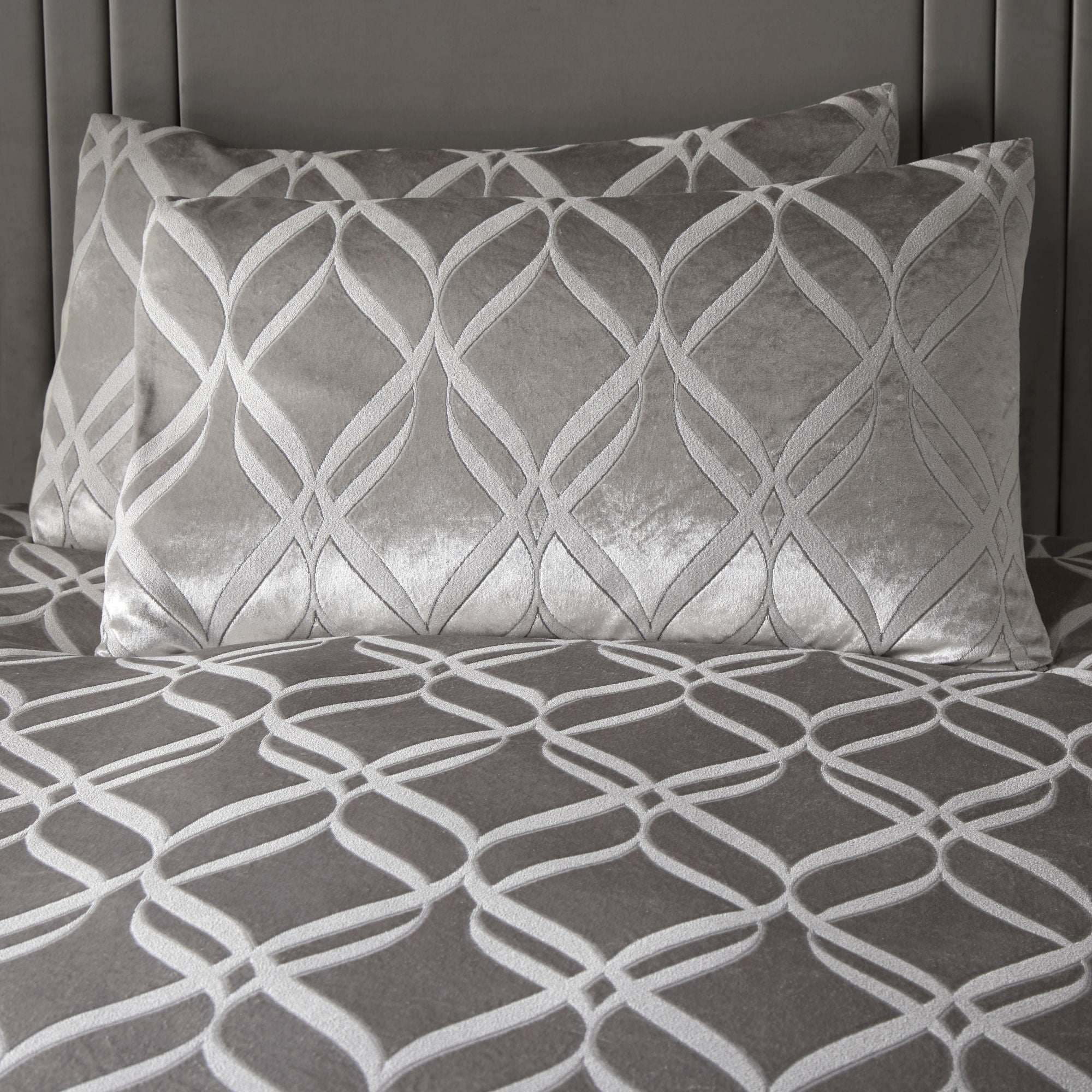 Belfort Duvet Cover Set by Soiree in Silver - Duvet Cover Set - Soiree