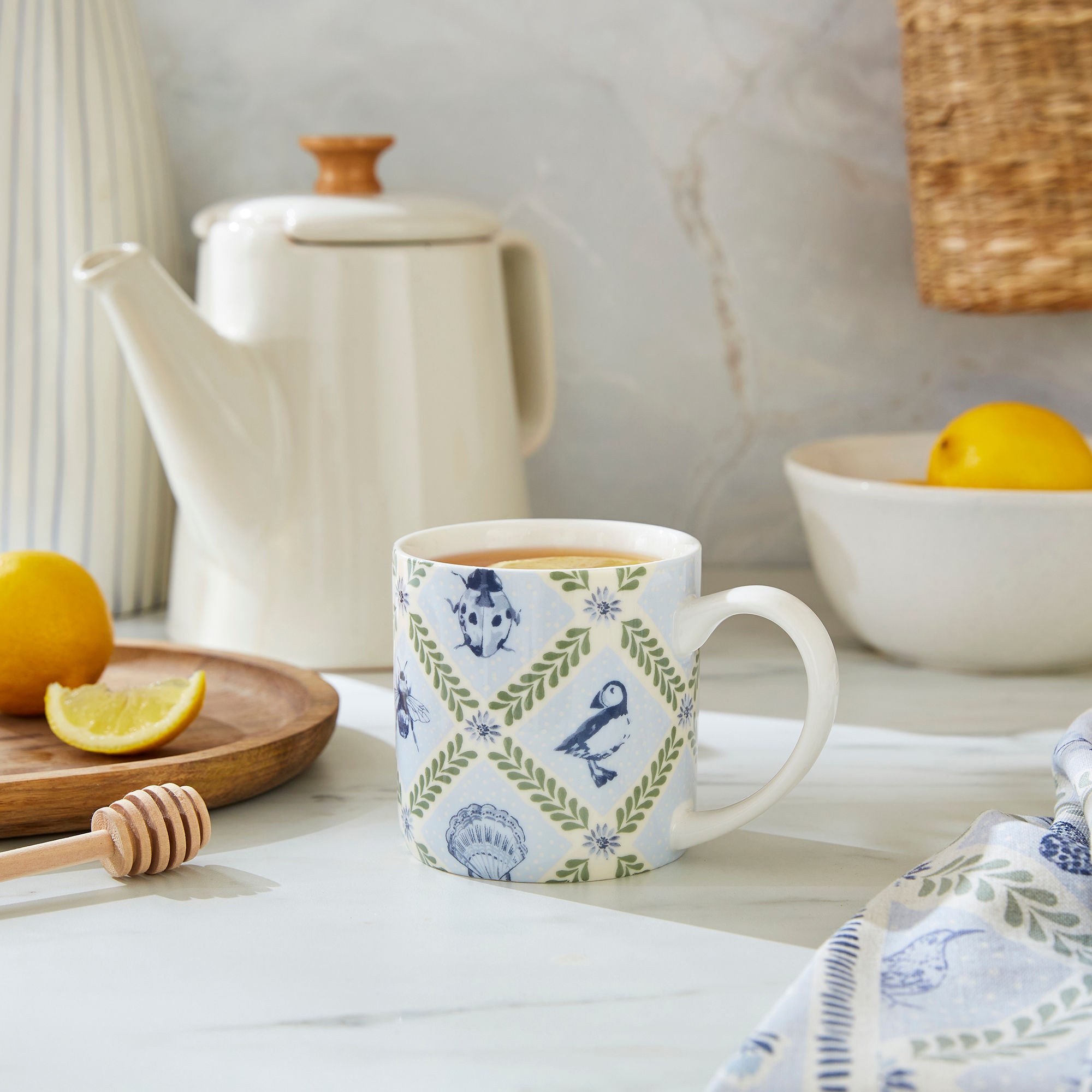 Coastal Treasures Bone China Mug in Blue - Mug - Ulster Weavers