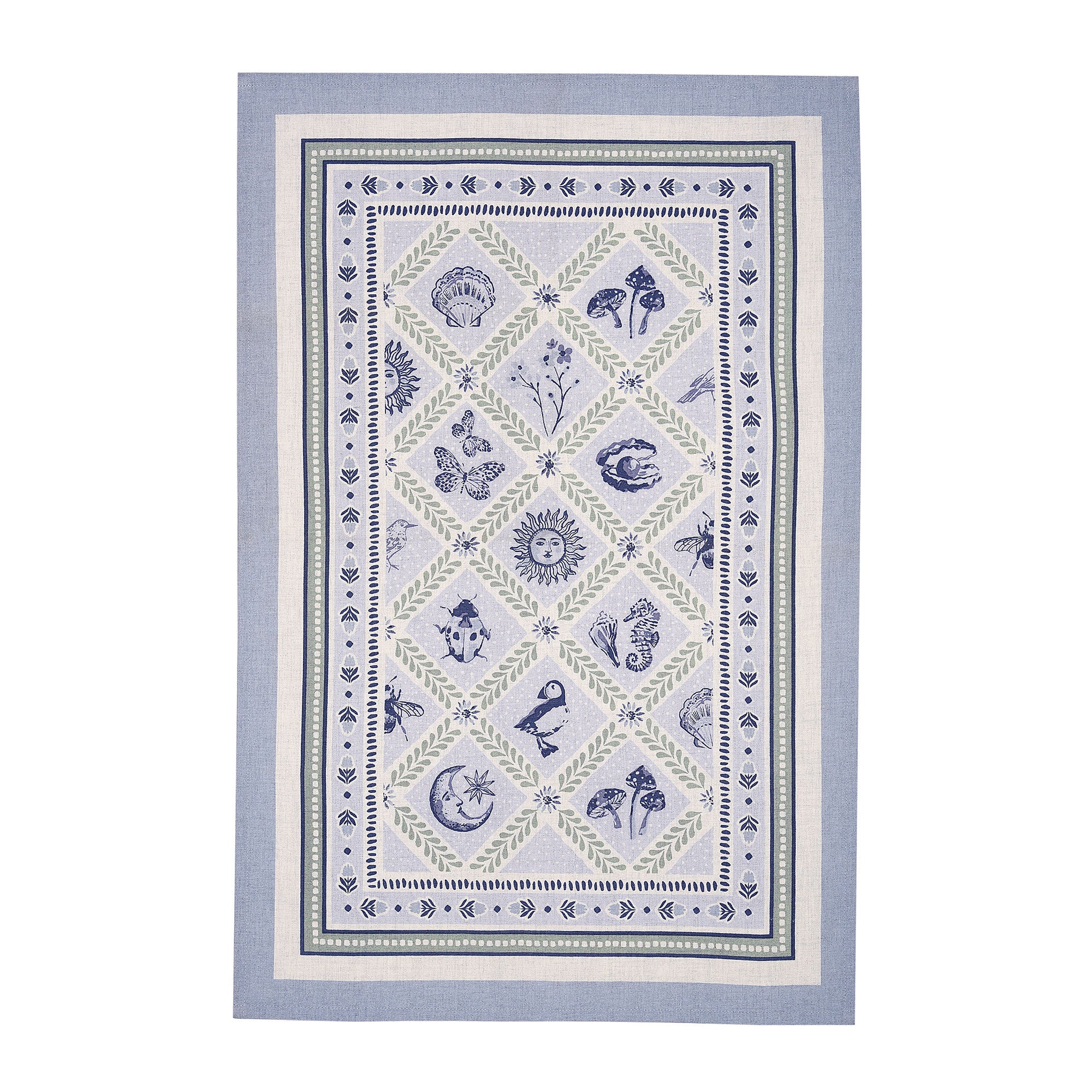 Coastal Treasures Cotton Tea Towel in Blue - Tea Towel - Ulster Weavers