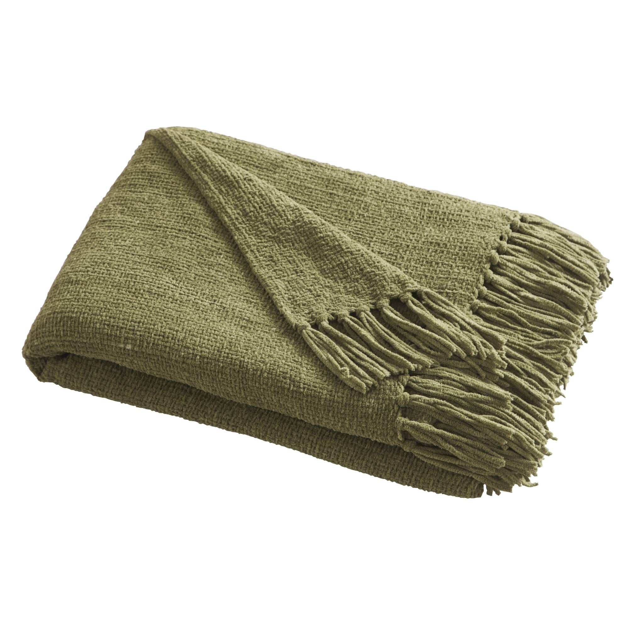 Chenille Throw Bedspread by Appletree Loft in Green 130cm x 180cm