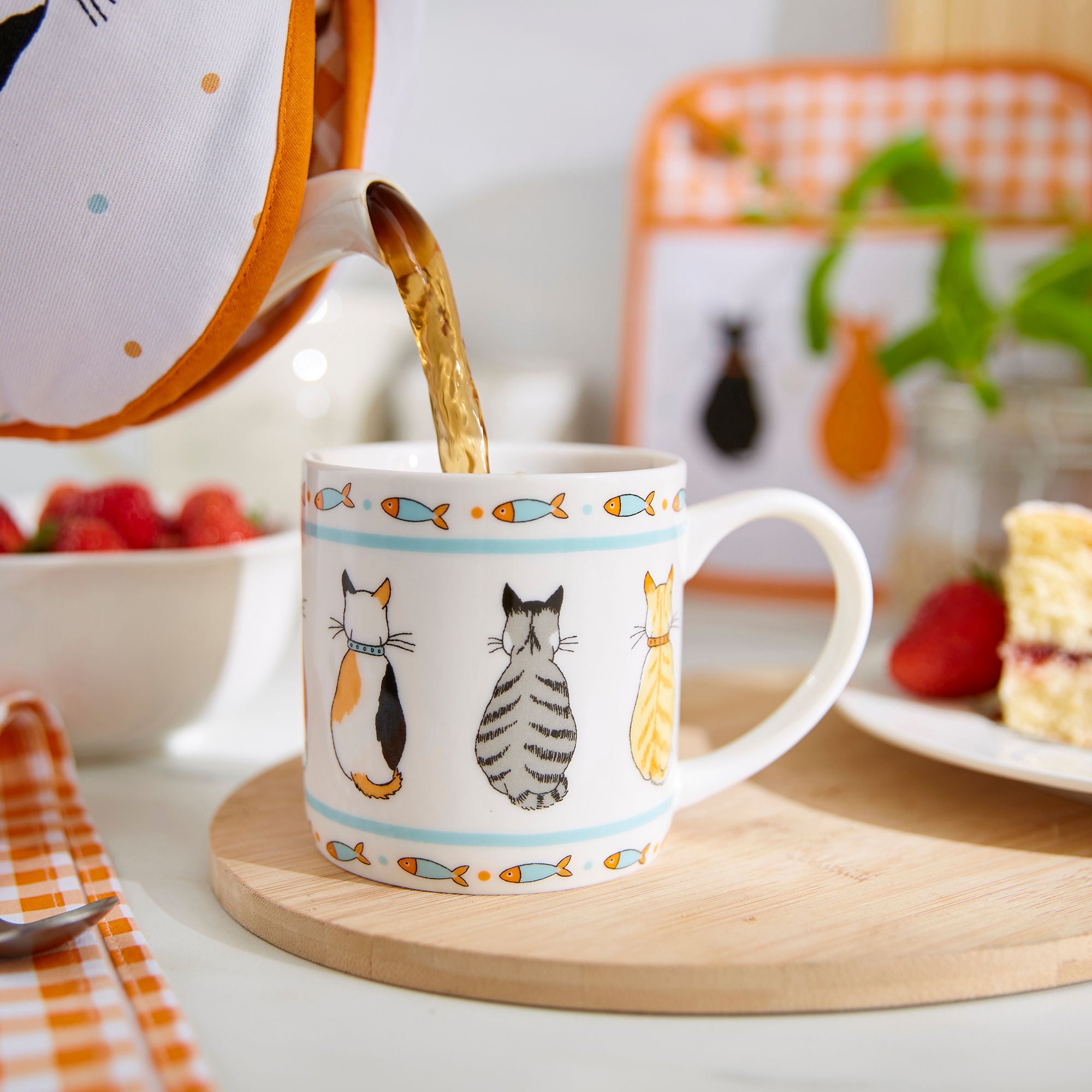 Cats In Waiting 2026 Bone China Mug in Orange - Mug - Ulster Weavers