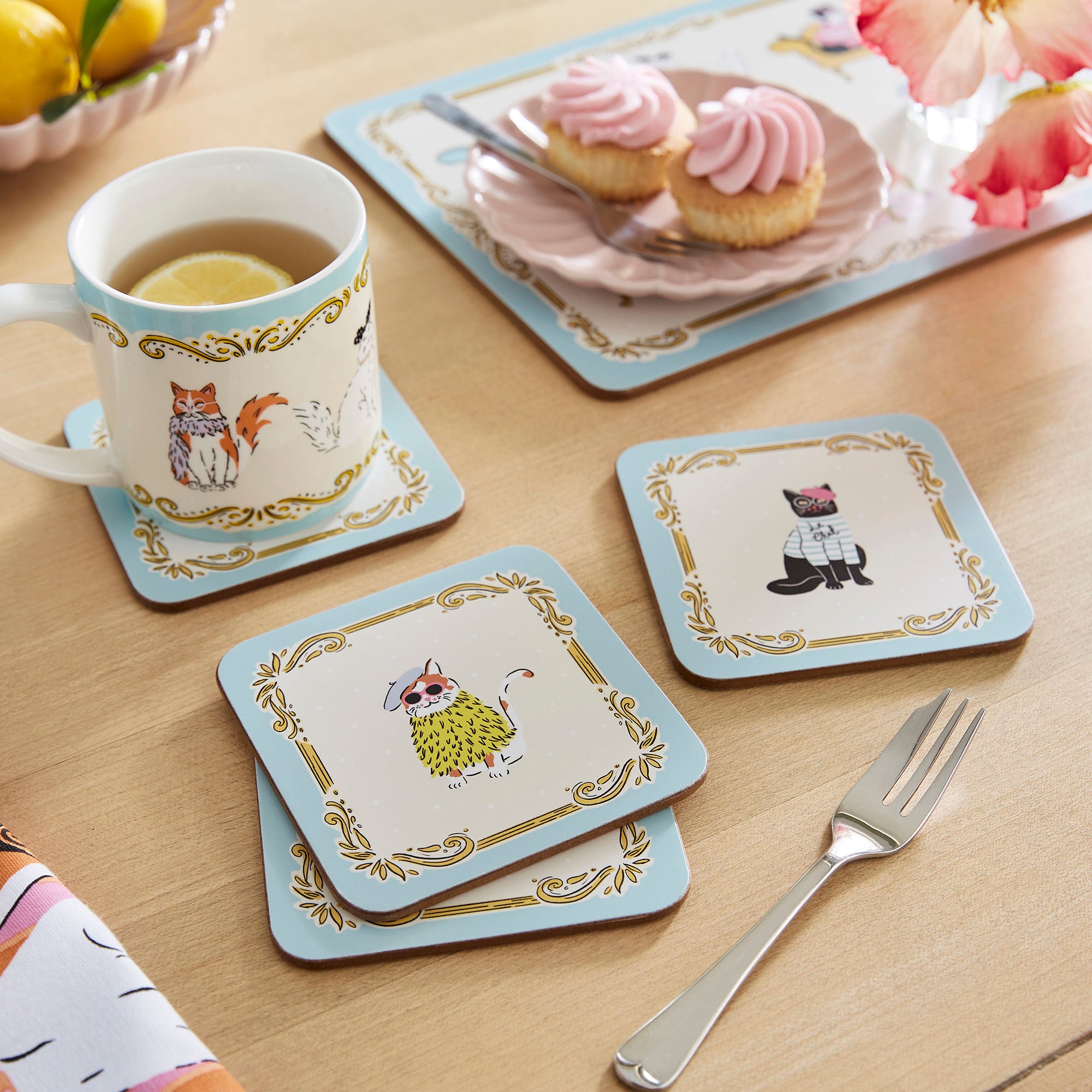Ulster Weavers Cool Cats Coasters - 4 Pack One Size in Multi - Coaster - Ulster Weavers