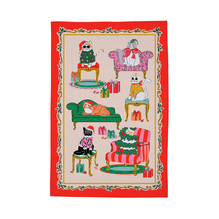 Ulster Weavers Christmas Cool Cats  Tea Towel - Cotton One Size in Multi - Tea Towel - Ulster Weavers