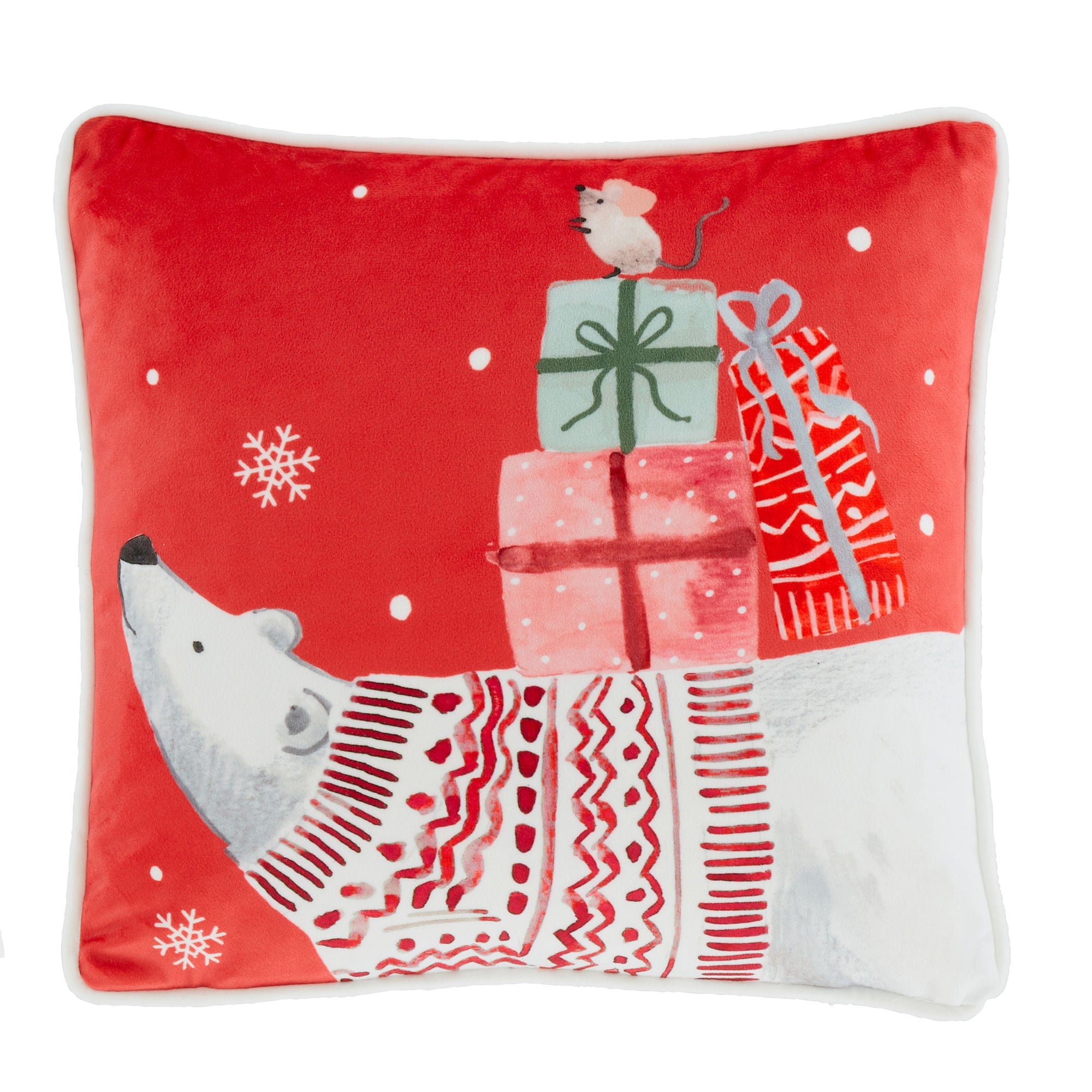 Christmas Woodland Animals Cushion by Fusion in Red 43 x 43cm - Cushion - Fusion