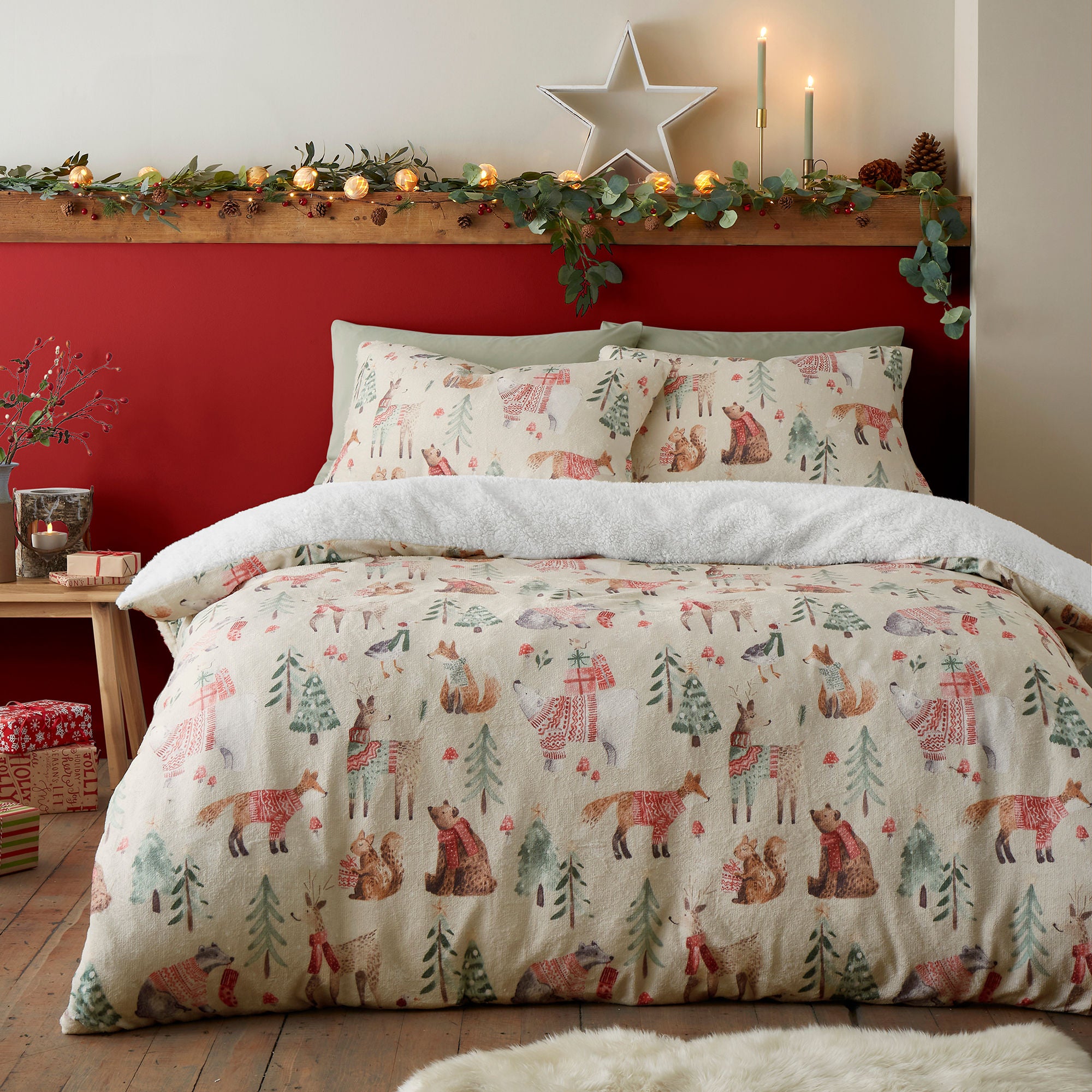 Christmas Woodland Animals Duvet Cover Set by Fusion in Natural - Duvet Cover Set - Fusion