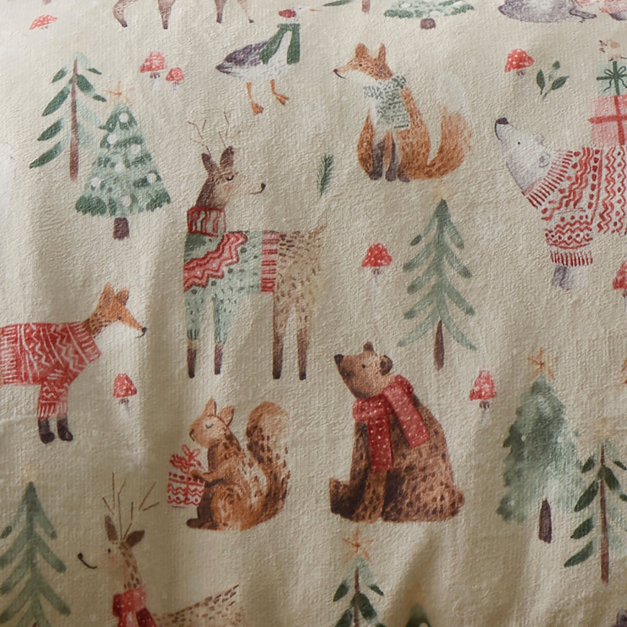 Christmas Woodland Animals Duvet Cover Set by Fusion in Natural - Duvet Cover Set - Fusion