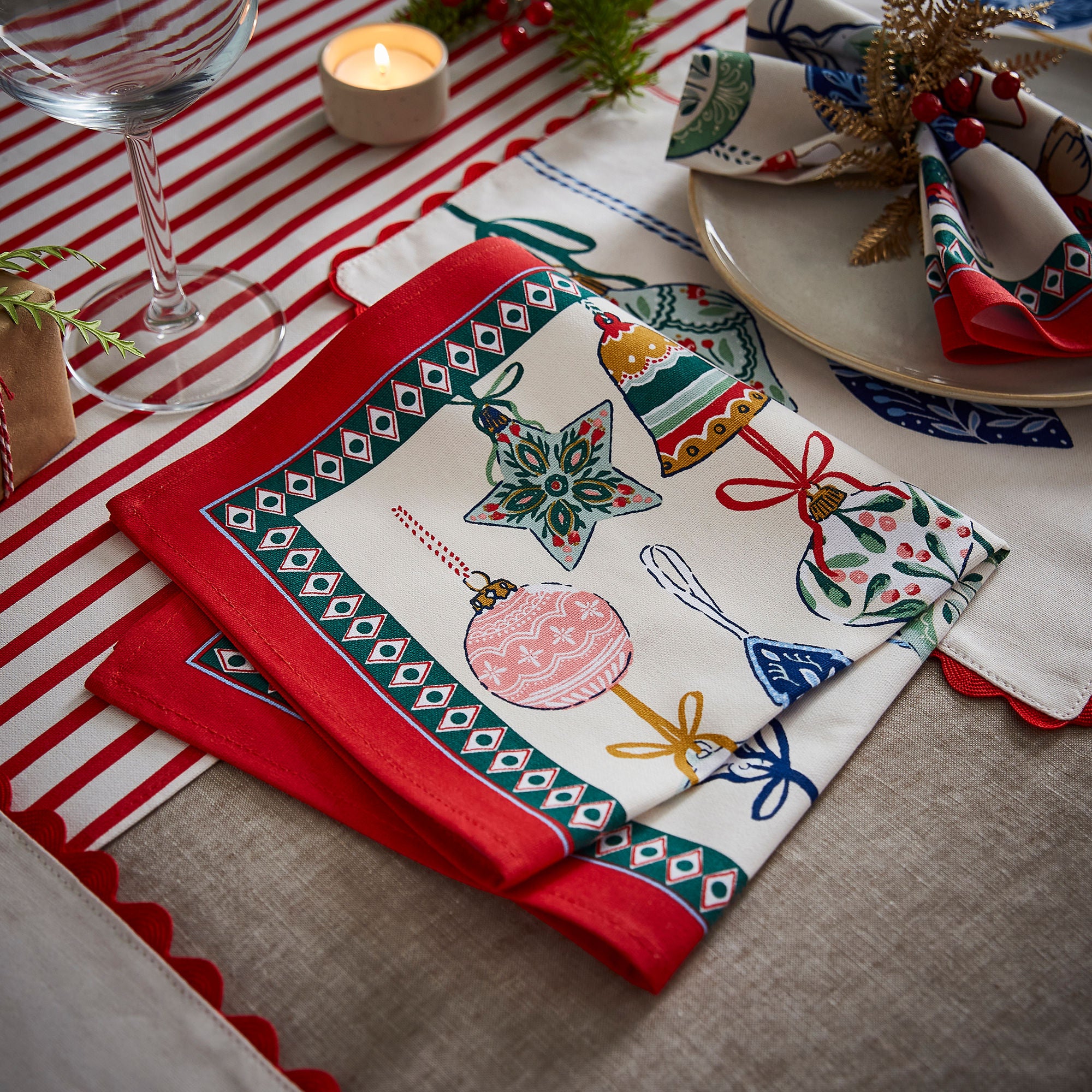 Ulster Weavers Christmas Ornaments Napkins - 2 Pack One Size in Multi - Napkin - Ulster Weavers