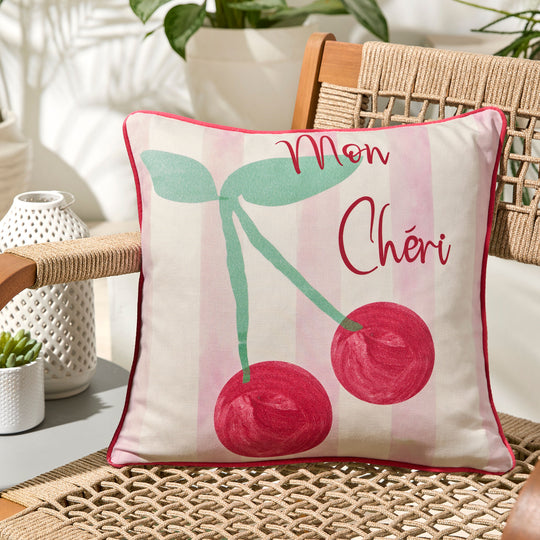 Cherry Outdoor Cushion in Pink 43 x 43cm