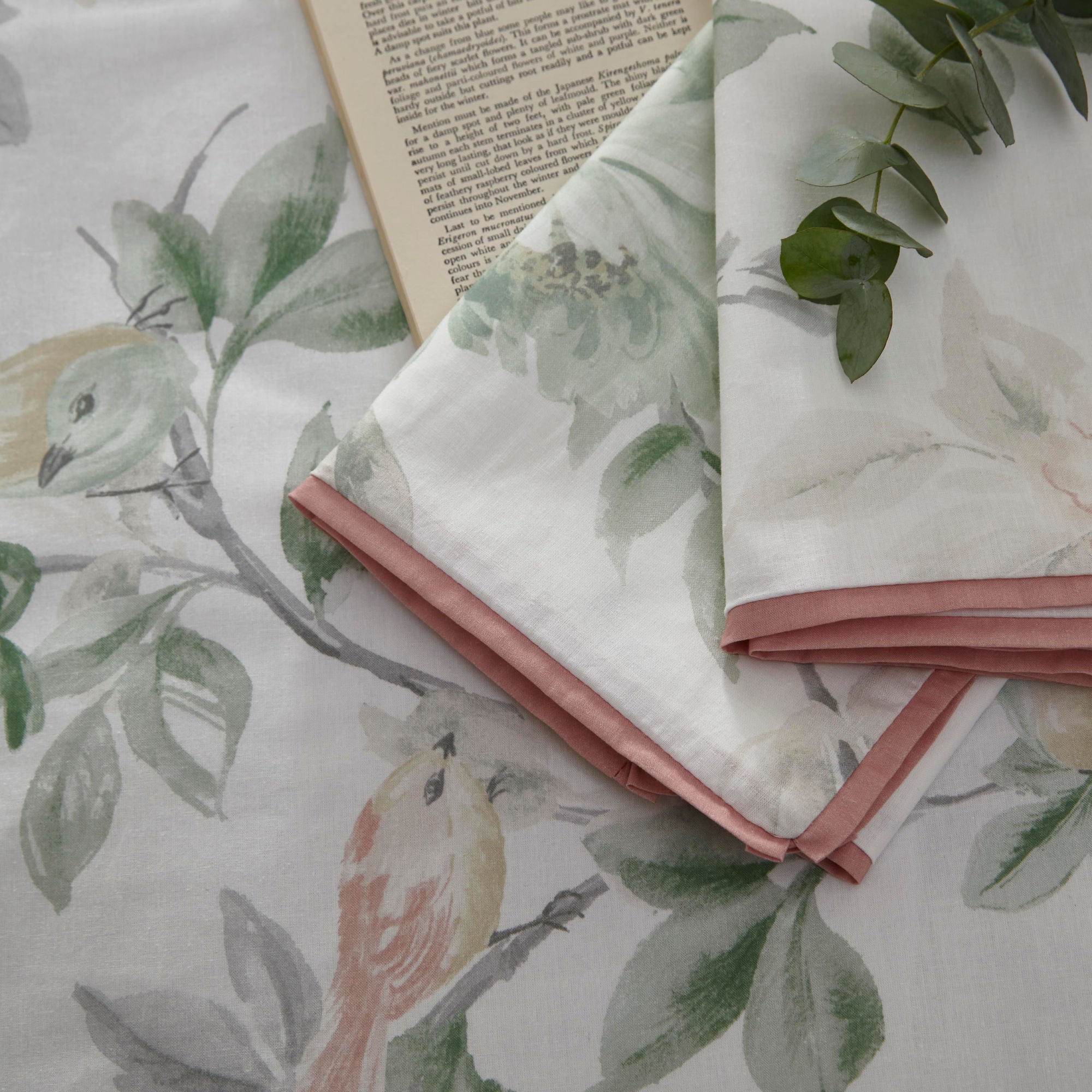 Campion Duvet Cover Set by Appletree Heritage in Green/Coral - Duvet Cover Set - Appletree Heritage