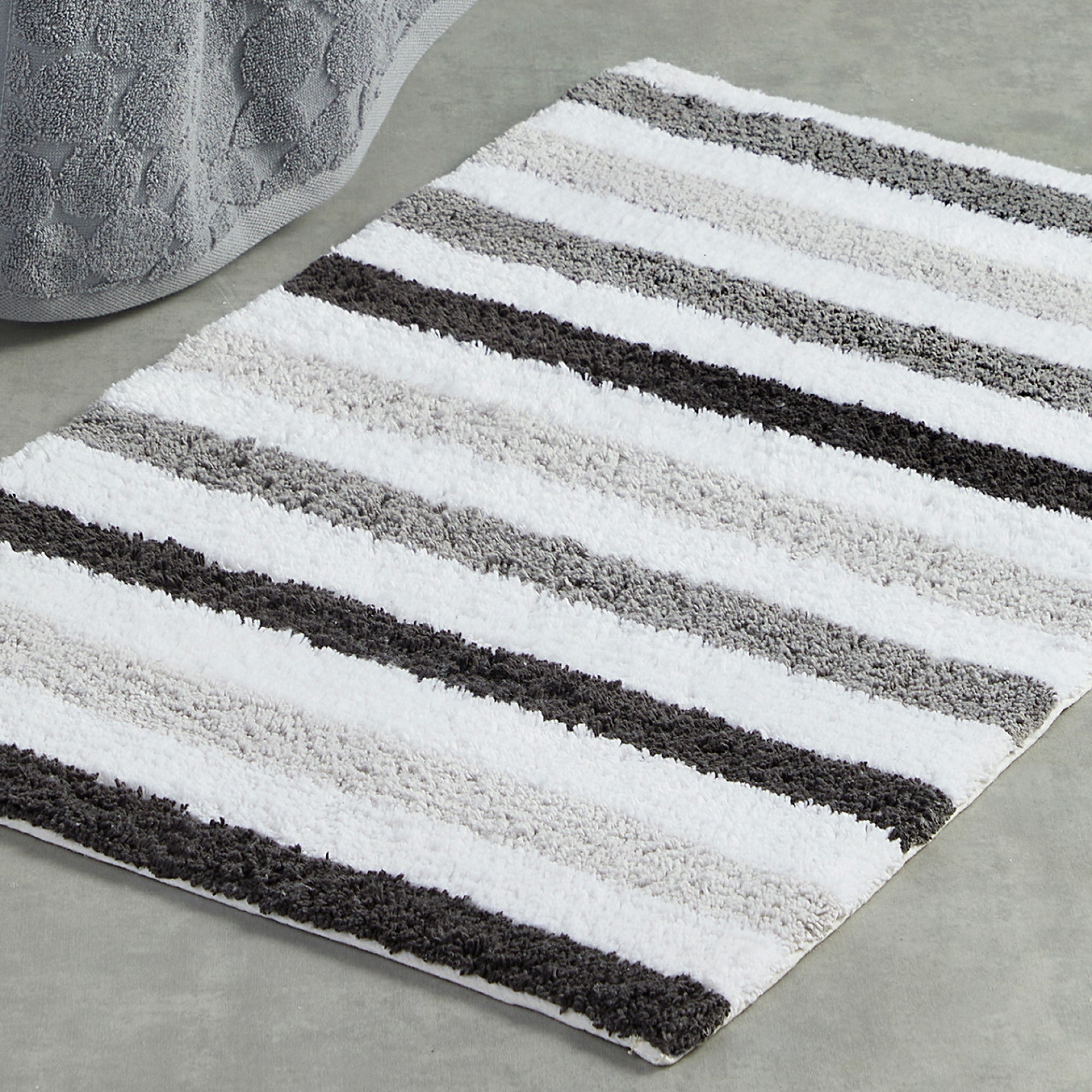 Carlson Stripe Bath Mat by Fusion Bathroom in Grey 50 x 80cm - Bath Mat - Fusion Bathroom