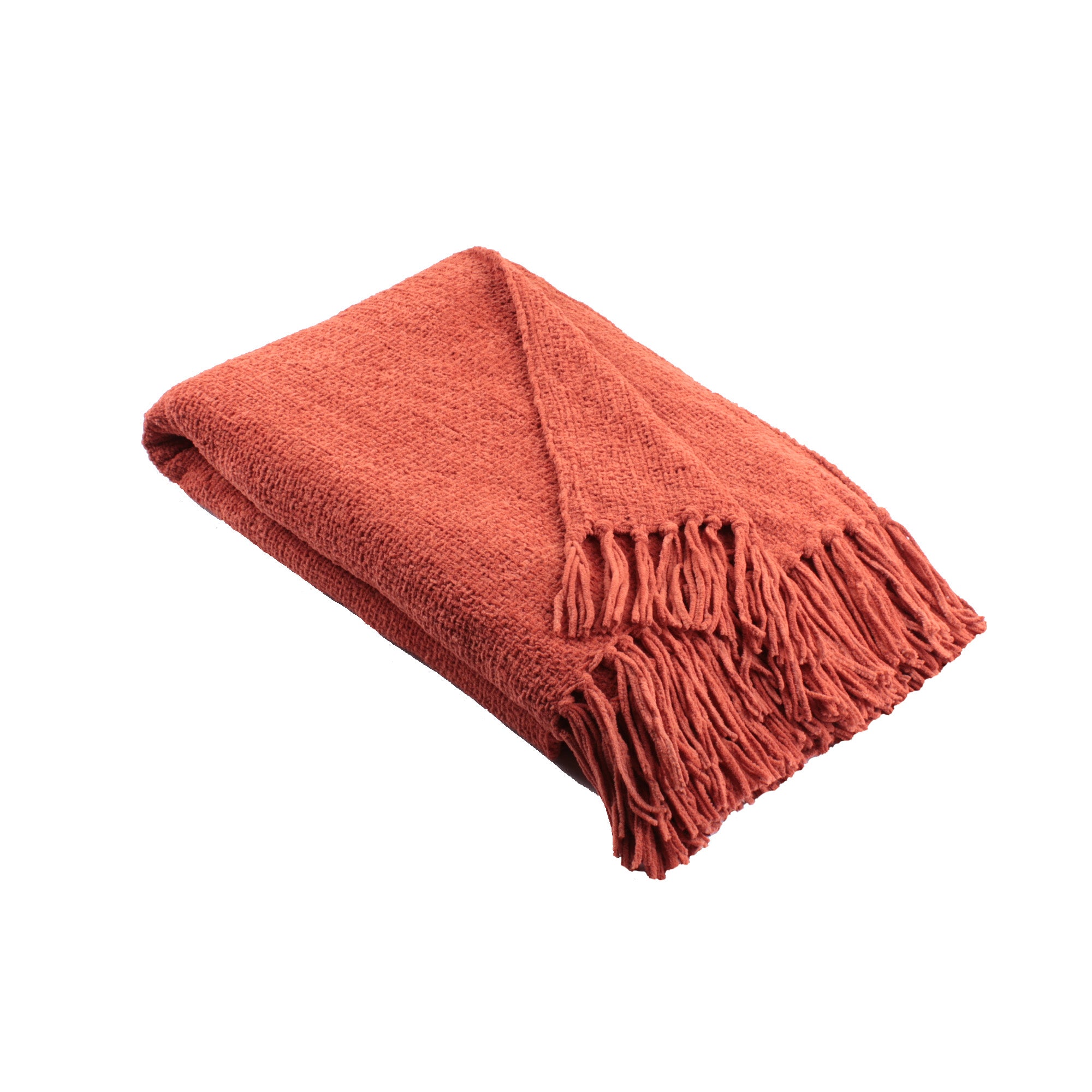 Chenille Throw by Appletree Loft in Terracotta 130 x 180cm - Throw - Appletree Loft