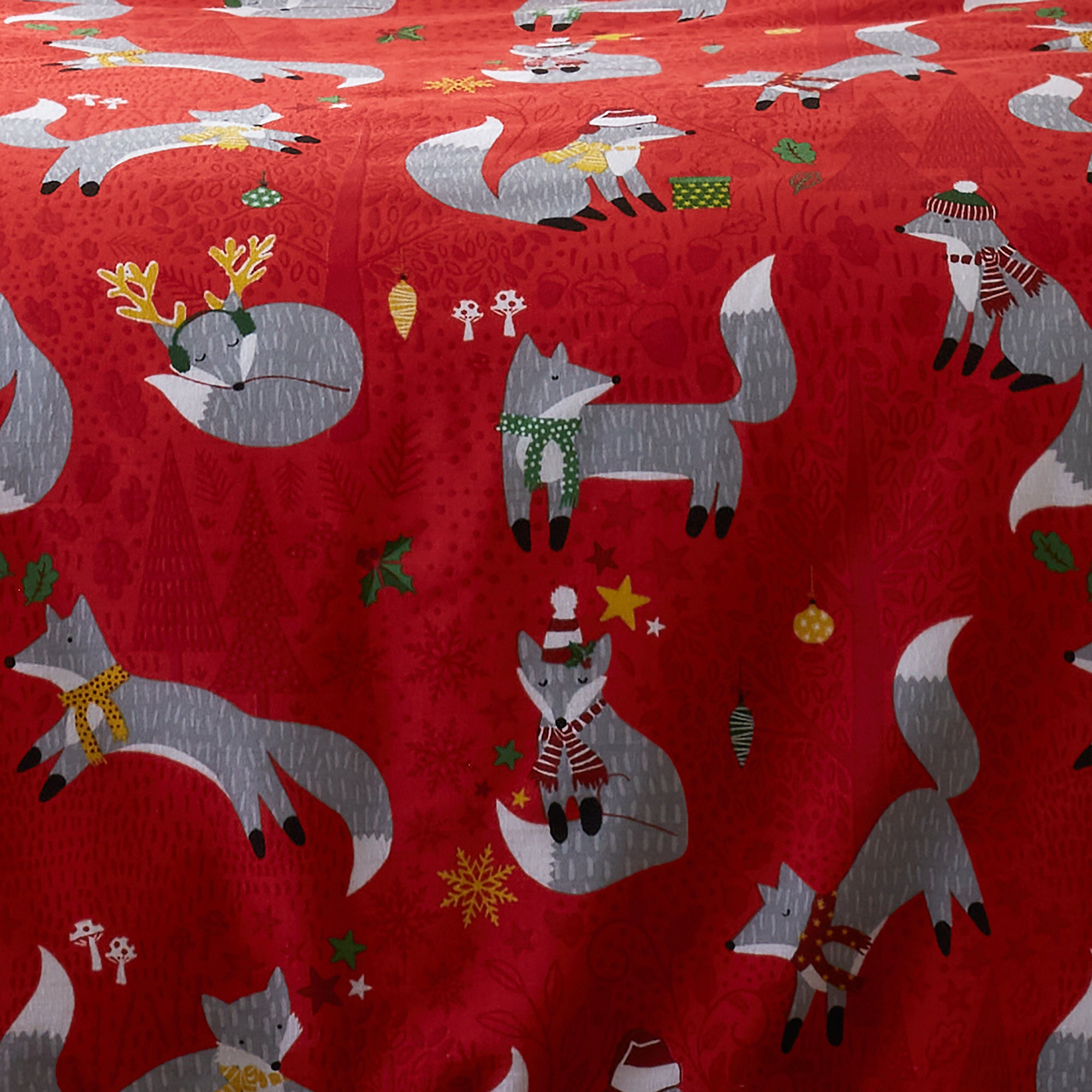 Christmas Foraging Fox Duvet Cover Set by Fusion in Red - Duvet Cover Set - Fusion