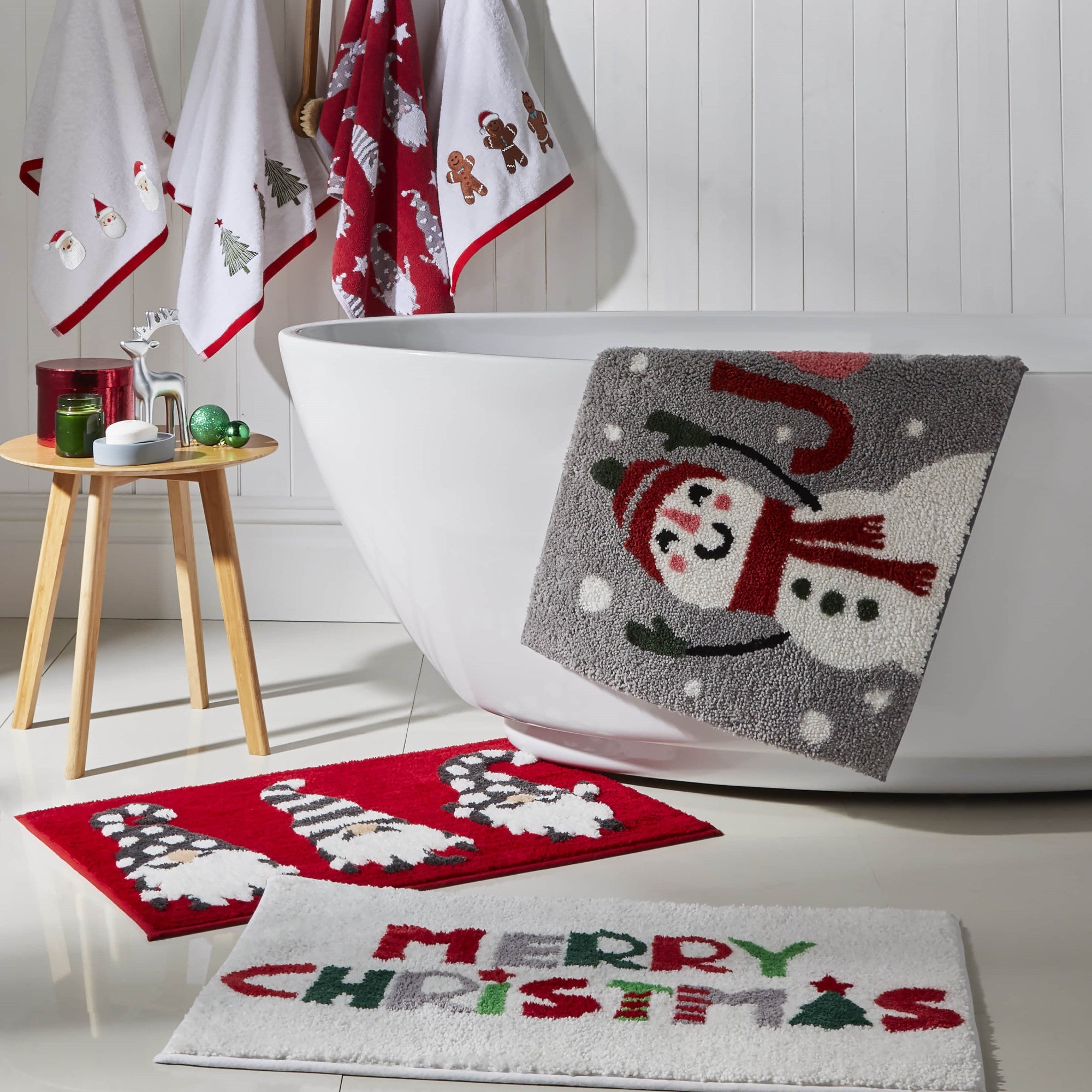 Gonks Bath Mat by Fusion Christmas in Red 50 x 80cm - Bath Mat - Fusion Christmas