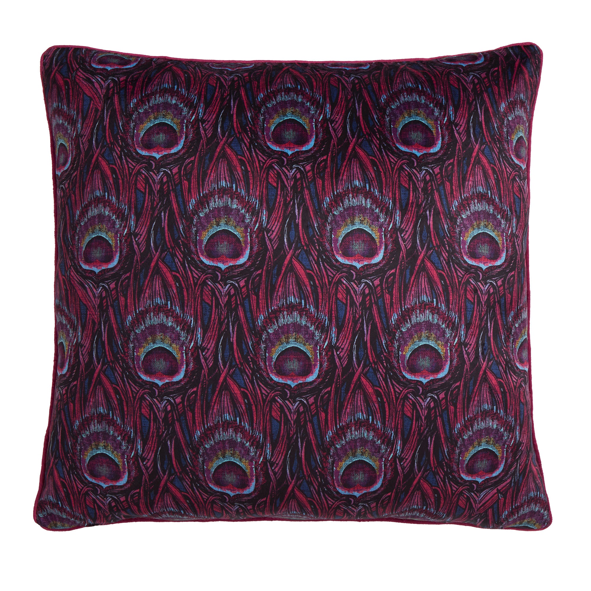 Dandy Peacock Cushion by Laurence Llewelyn-Bowen in Plum 55 x 55cm - Cushion - Laurence Llewelyn-Bowen