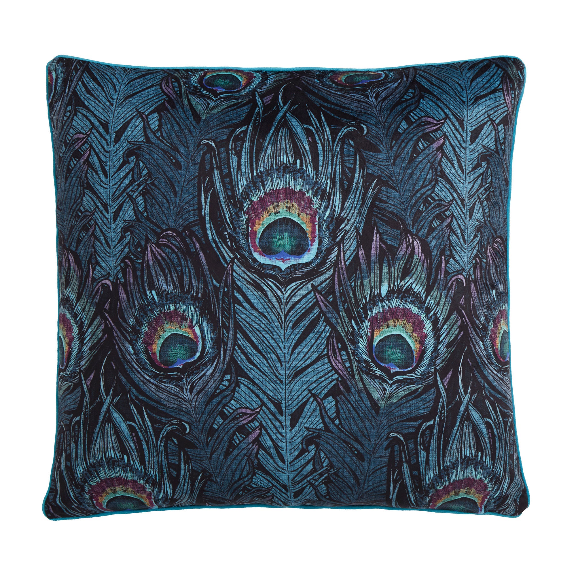 Dandy Peacock Cushion by Laurence Llewelyn-Bowen in Teal 55 x 55cm - Cushion - Laurence Llewelyn-Bowen