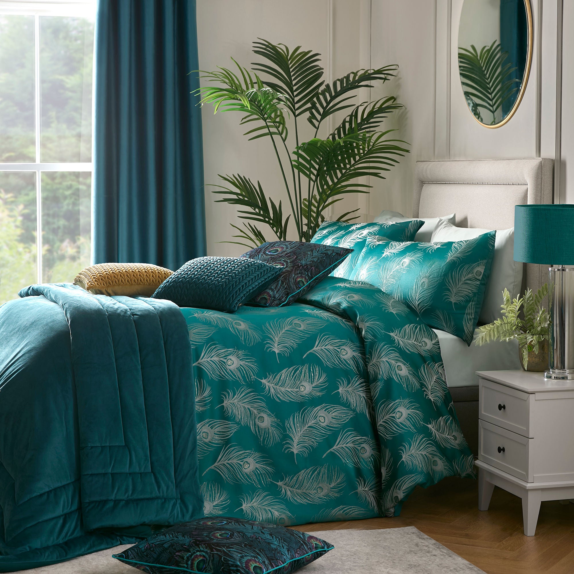 Dandy Duvet Cover Set by Laurence Llewelyn-Bowen in Teal - Duvet Cover Set - Laurence Llewelyn-Bowen