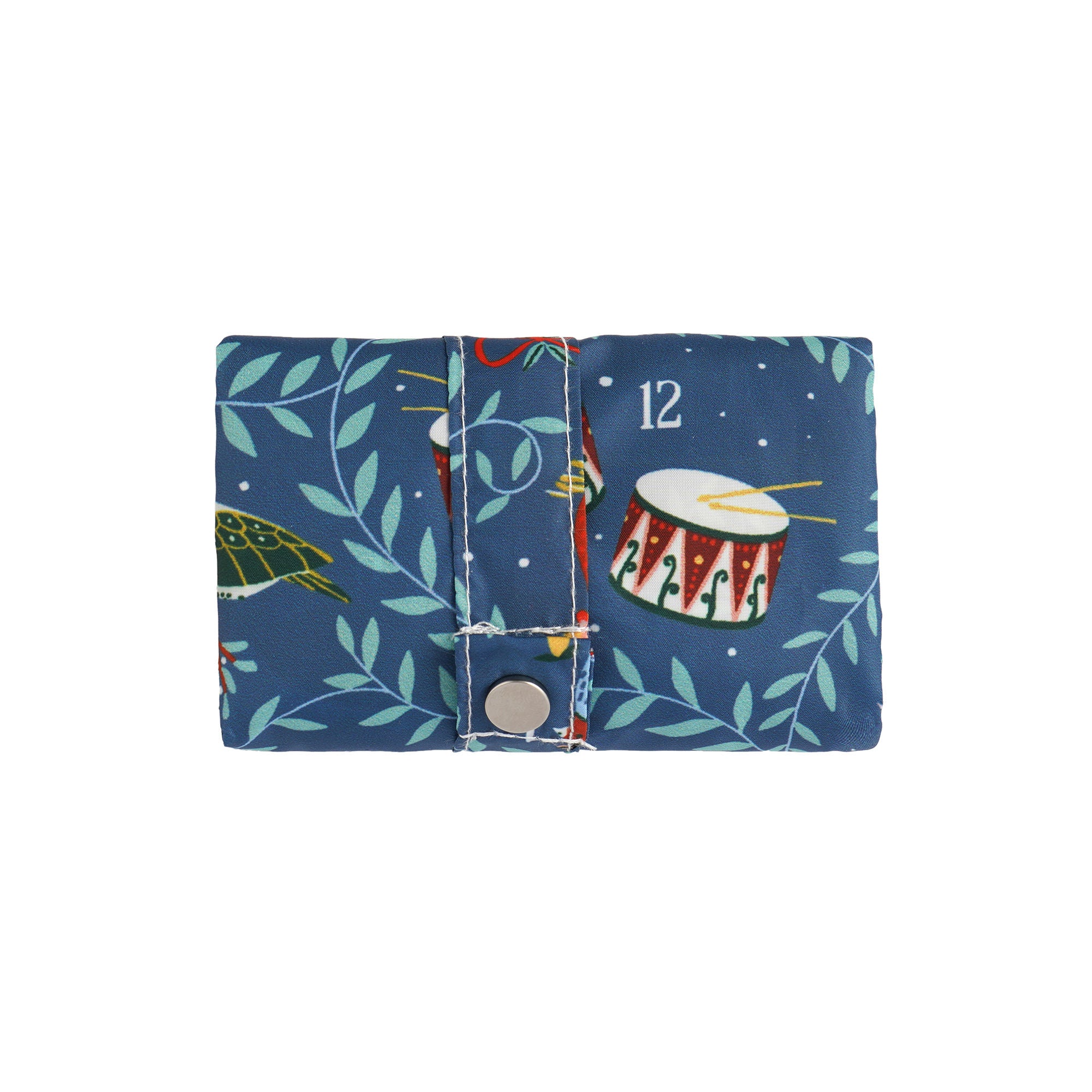 Ulster Weavers 12 Days of Christmas Foldable Tote Bag Medium in Green - Roll-Up Bag - Ulster Weavers