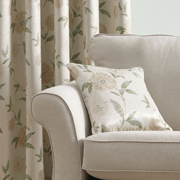 Dahlia Cushion by Dreams & Drapes in Natural 43 x 43cm - Cushion - Dreams & Drapes Curtains