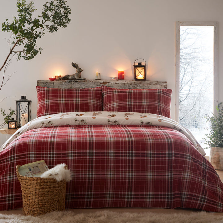 Derwent Check Duvet Cover Set by Dreams & Drapes Lodge in Natural - Duvet Cover Set - Dreams & Drapes Lodge