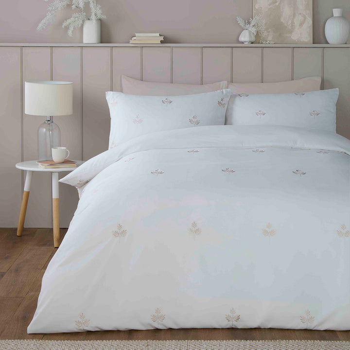 Emily Embroidery Duvet Cover Set by Serene in Natural