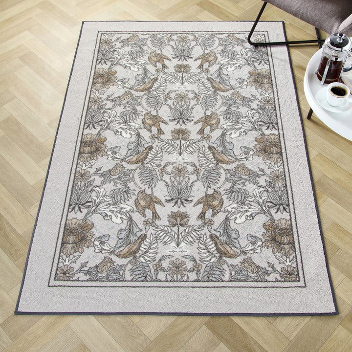 Finch & Flower Washable Rug by Dreams & Drapes Design in Natural 120 x 180cm