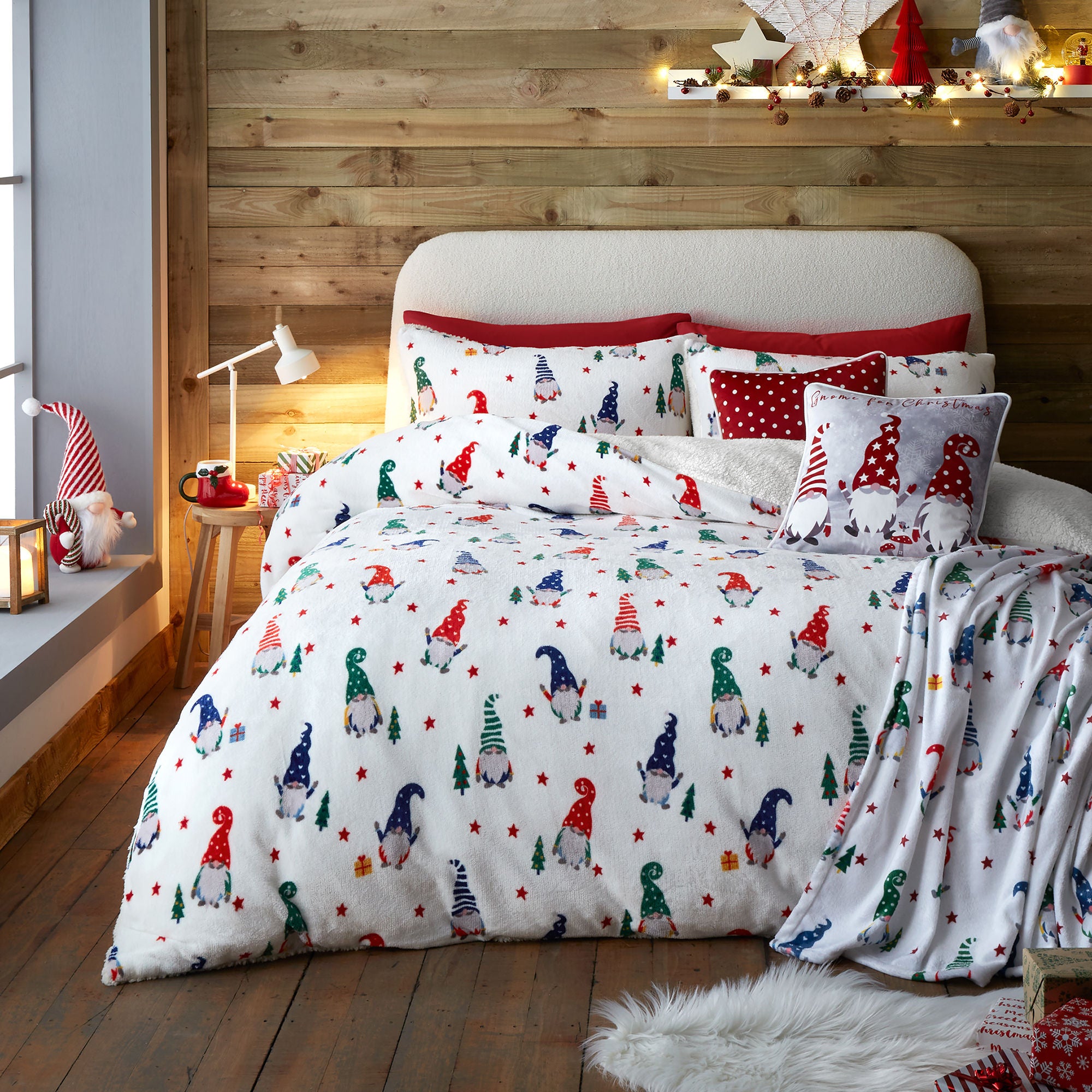 Festive Gonks Throw by Fusion in Red 120 x 150cm - Throw - Fusion