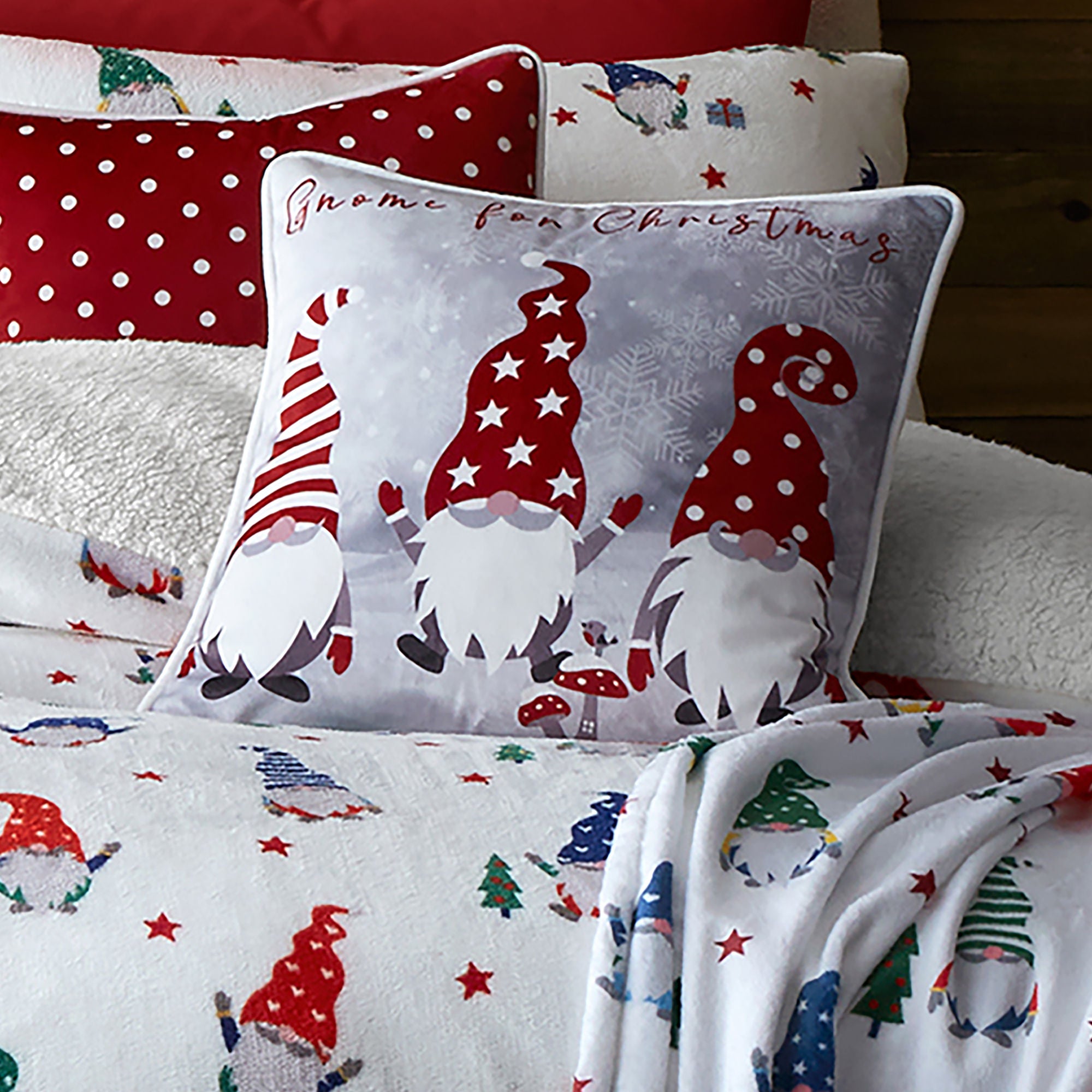 Festive Gonks Cushion by Fusion in Red 43 x 43cm - Cushion - Fusion
