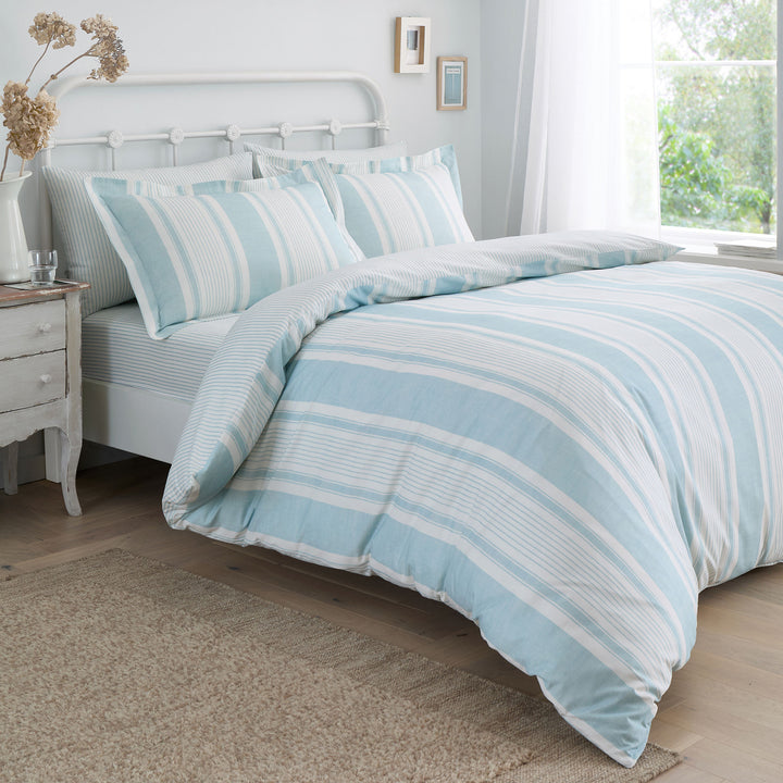 Finlay Stripe Duvet Cover Set by Dreams & Drapes Decorative in Blue