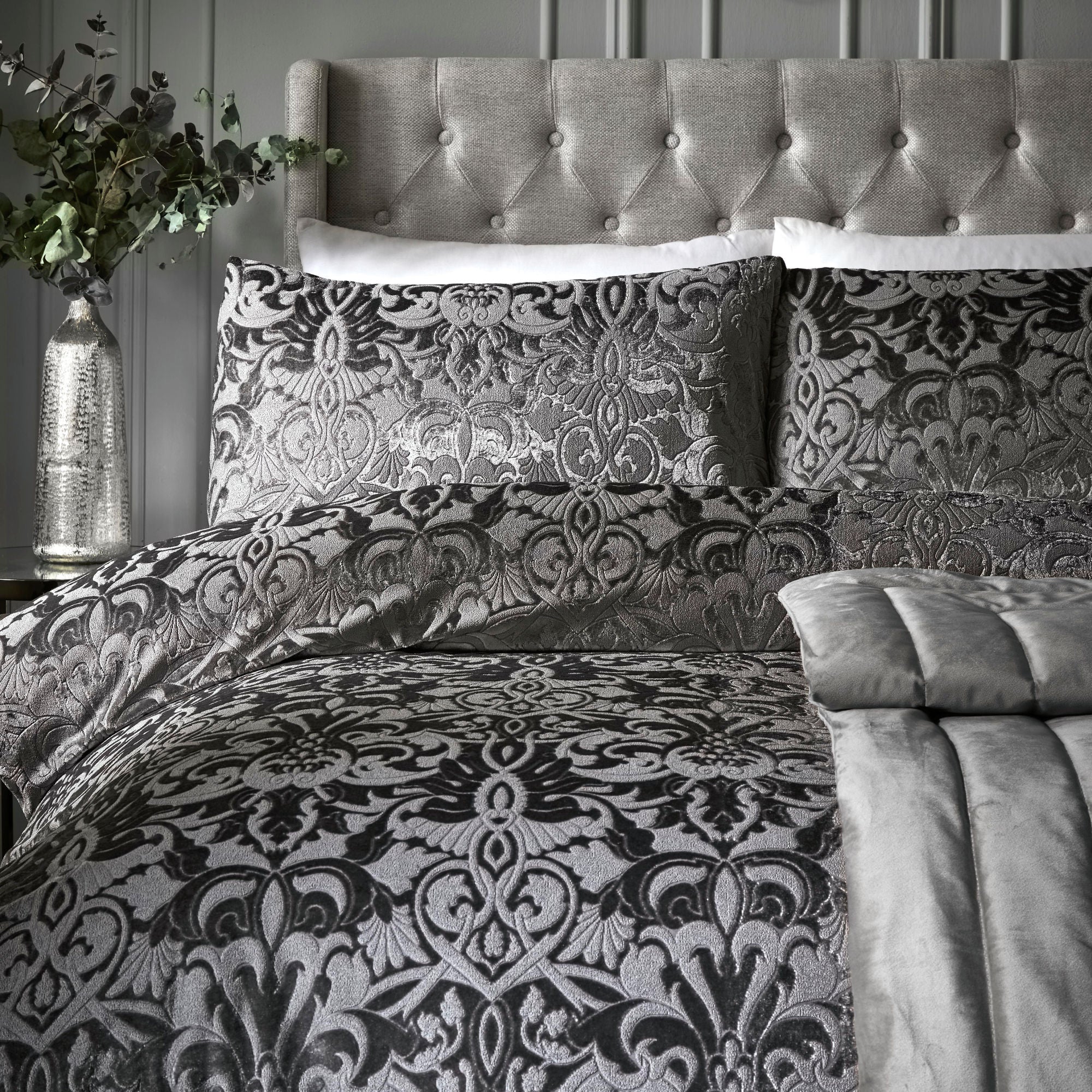 Firenza Duvet Cover Set by Laurence Llewelyn-Bowen in Slate - Duvet Cover Set - Laurence Llewelyn-Bowen