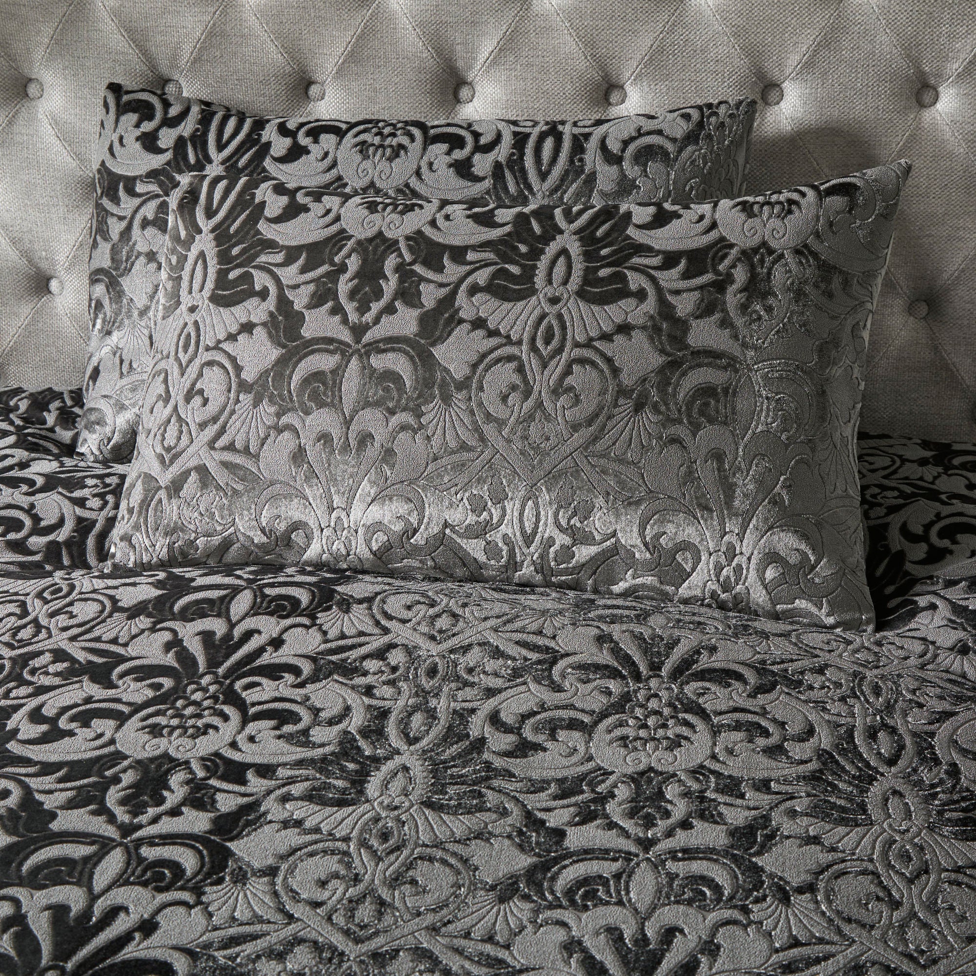 Firenza Duvet Cover Set by Laurence Llewelyn-Bowen in Slate - Duvet Cover Set - Laurence Llewelyn-Bowen