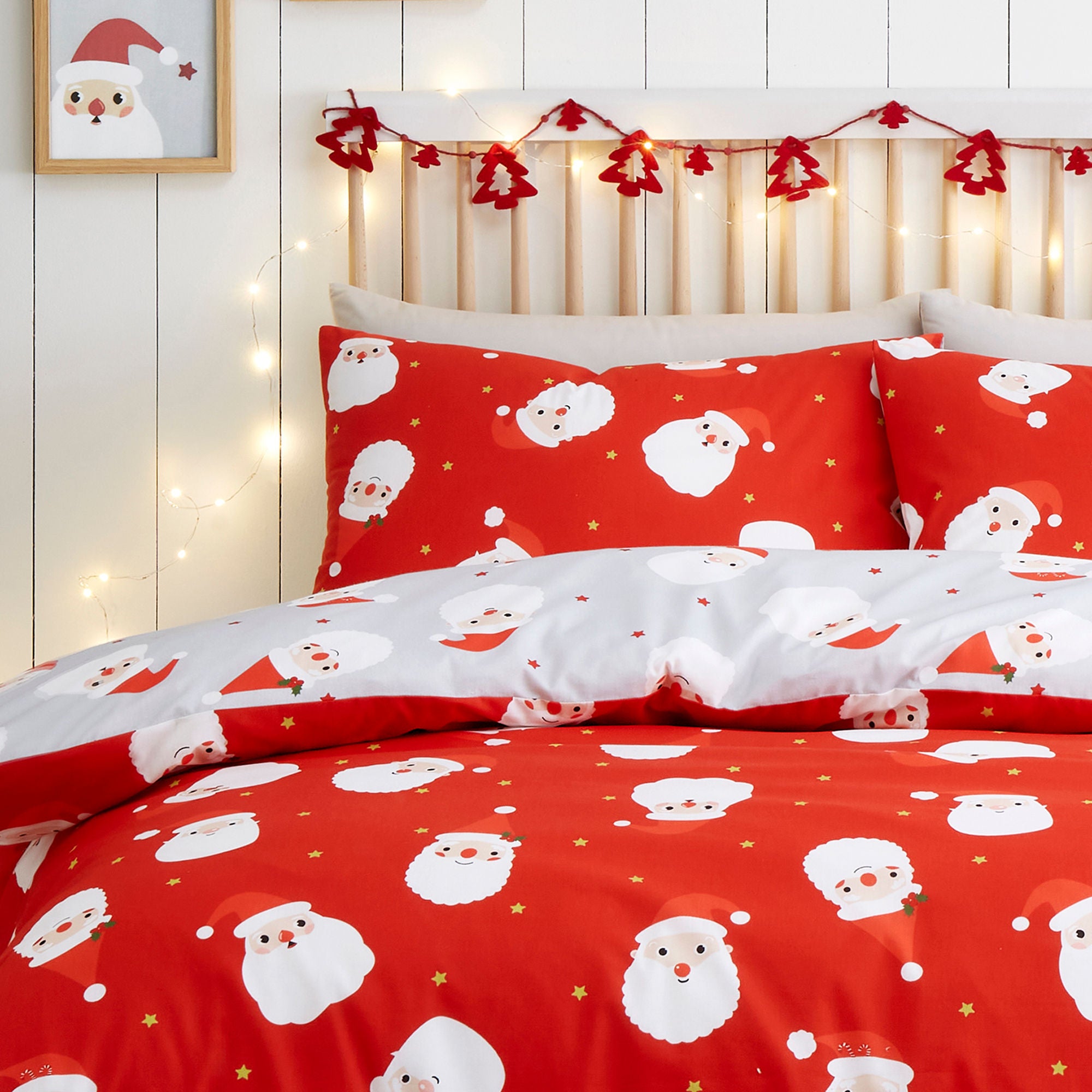 Happy Santa Duvet Cover Set by Fusion in Red - Duvet Cover Set - Fusion