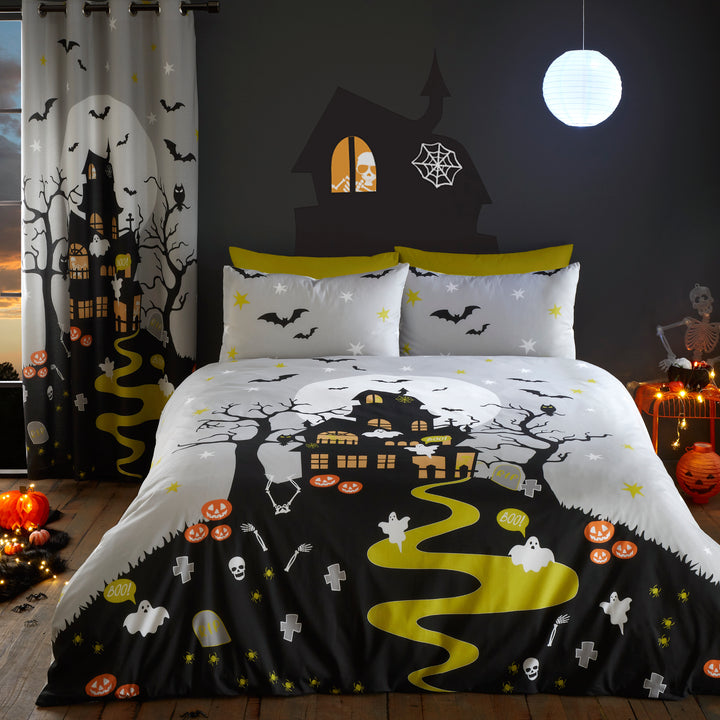 Haunted House Duvet Cover Set by Bedlam in Grey - Duvet Cover Set - Bedlam