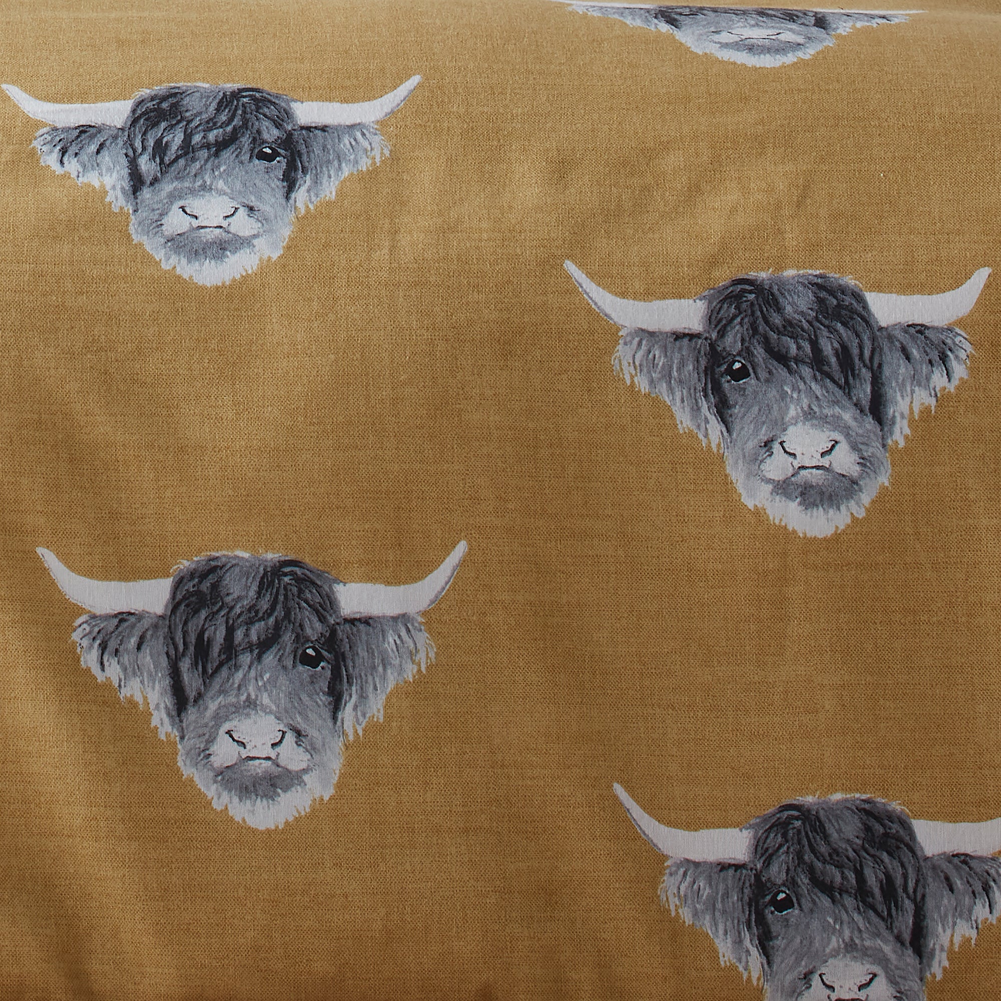 Highland Cow Duvet Cover Set by Fusion Snug in Ochre - Duvet Cover Set - Fusion Snug