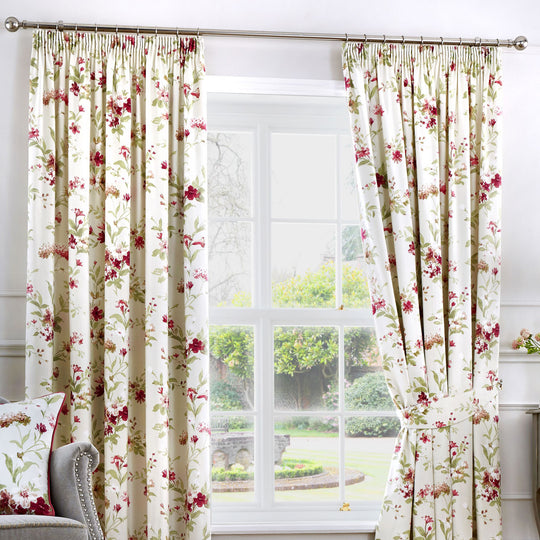 Jeannie Pencil Pleat Curtains in Red