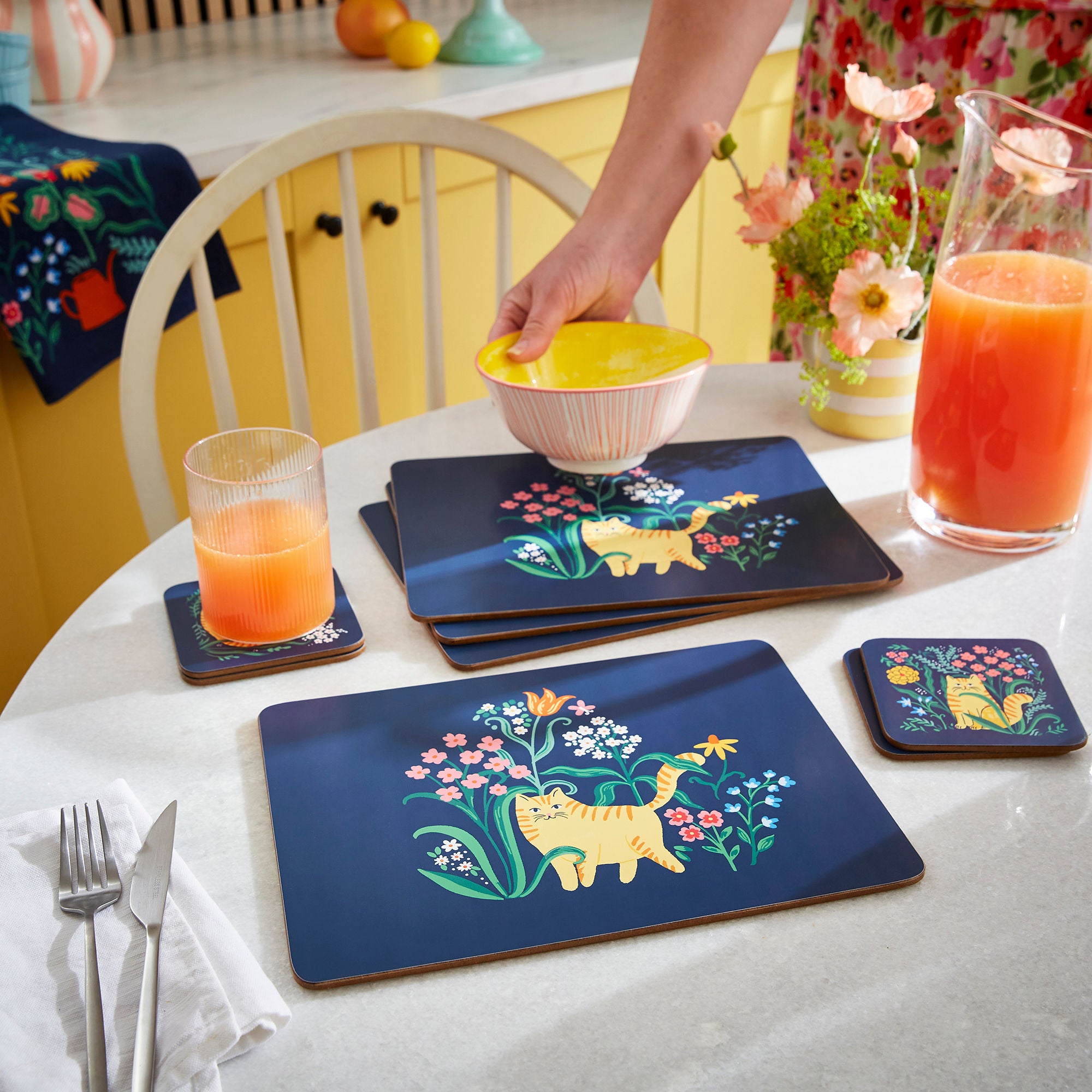 Marmalade Meadow Coasters 4 Pack in Navy - Coaster - Ulster Weavers
