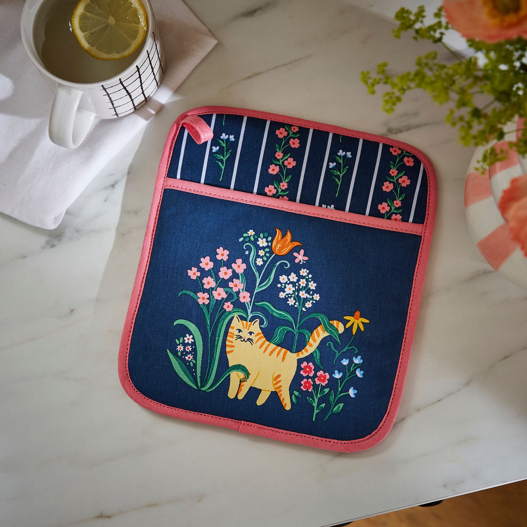 Marmalade Meadow Pot Mitt in Navy - Pot Mitt - Ulster Weavers