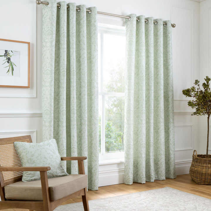 Marple Pair of Eyelet Curtains by Curtina in Sage Green - Pair of Eyelet Curtains - Curtina