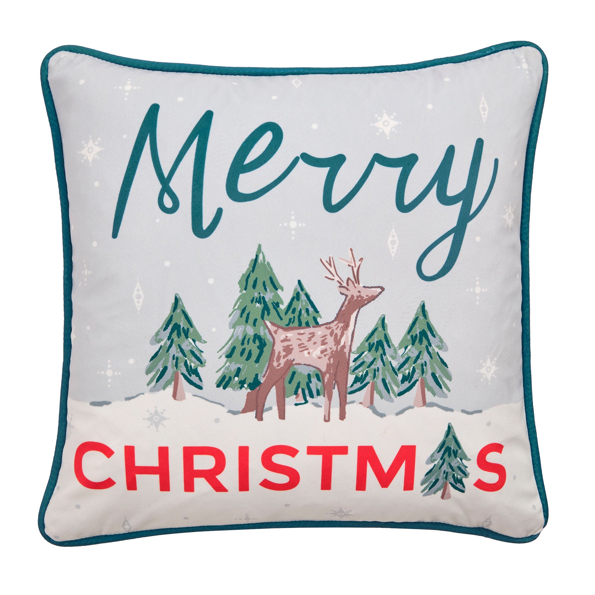 Merry Christmas Deer Cushion in Green 43 x 43cm - Cushion - Fusion
