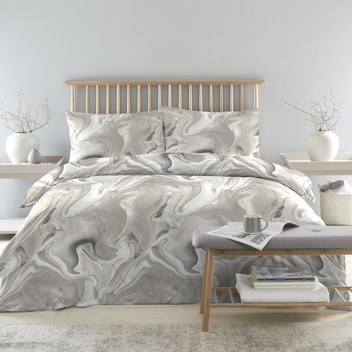 Marble Duvet Cover Set by Drift Home in Linen - Duvet Cover Set - Drift Home