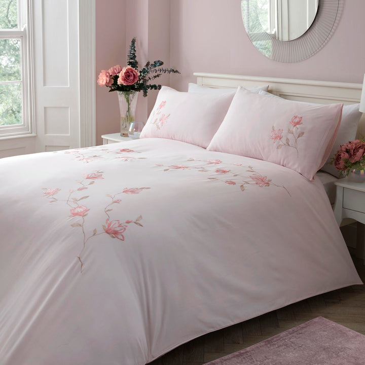 Margot Duvet Cover Set by Dreams & Drapes Woven in Pink - Duvet Cover Set - Dreams & Drapes Woven