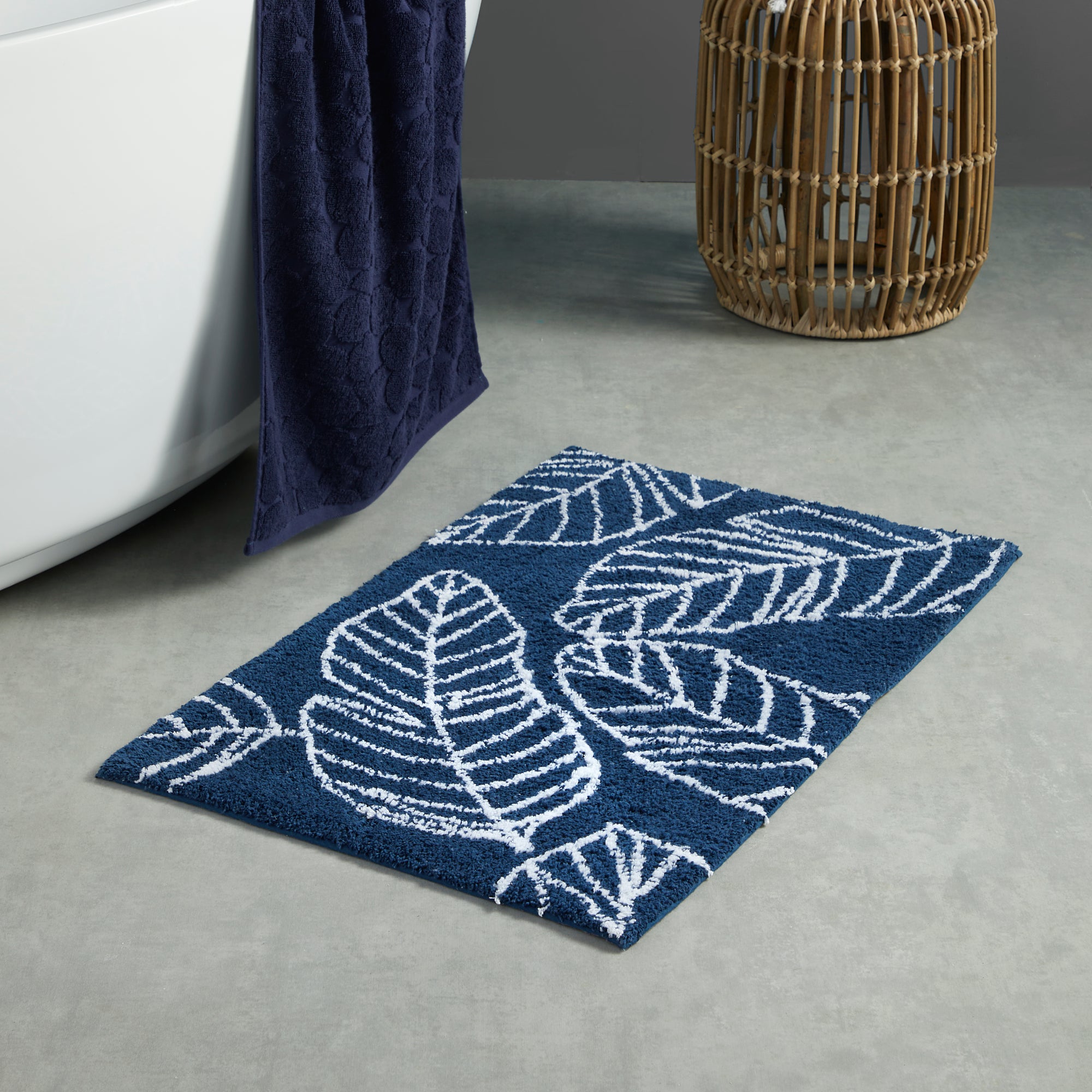 Matteo Bath Mat by Fusion Bathroom in Navy 50 x 80cm - Bath Mat - Fusion Bathroom